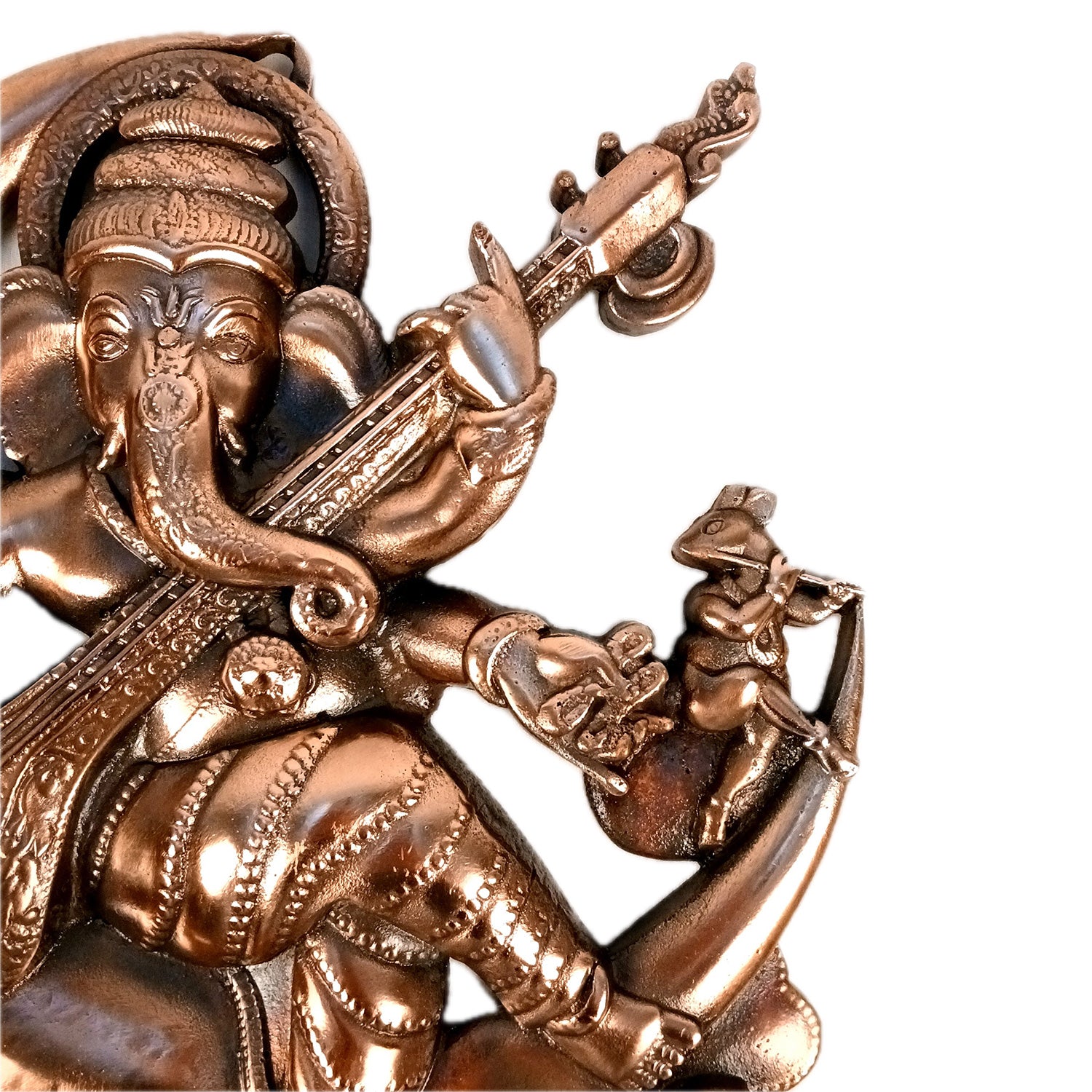 Ganesh Idol Wall Hanging | Lord Ganesha Sitting on Moon Wall Statue Decor - For Puja, Home, Entrance, Living Room & Gift - 17 Inch - Apkamart