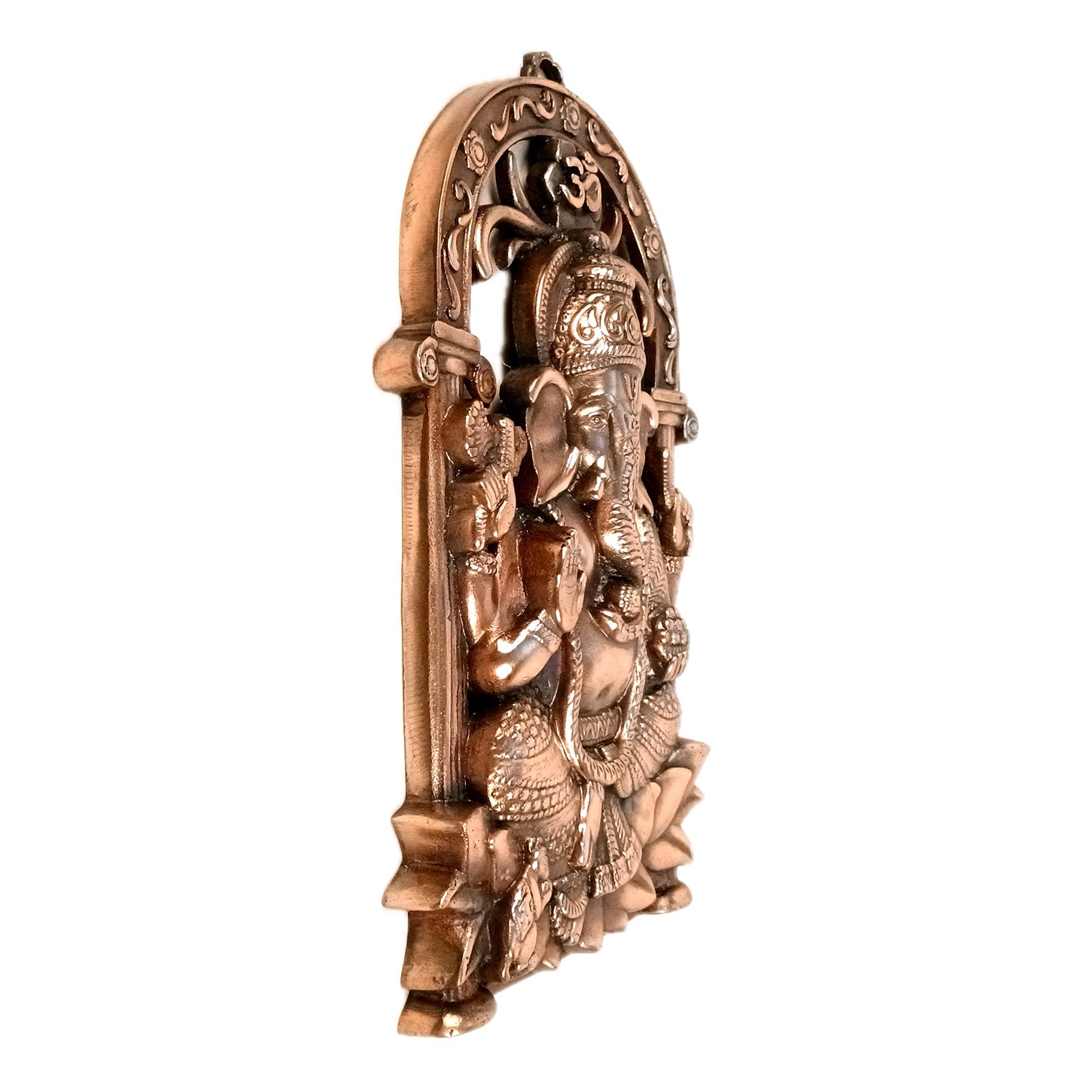 Ganesh Idol Wall Hanging | Lord Ganesha With Lotus / Kamal Wall Statue Decor - For Puja, Home, Entrance, Living Room & Gift - 14 Inch - Apkamart