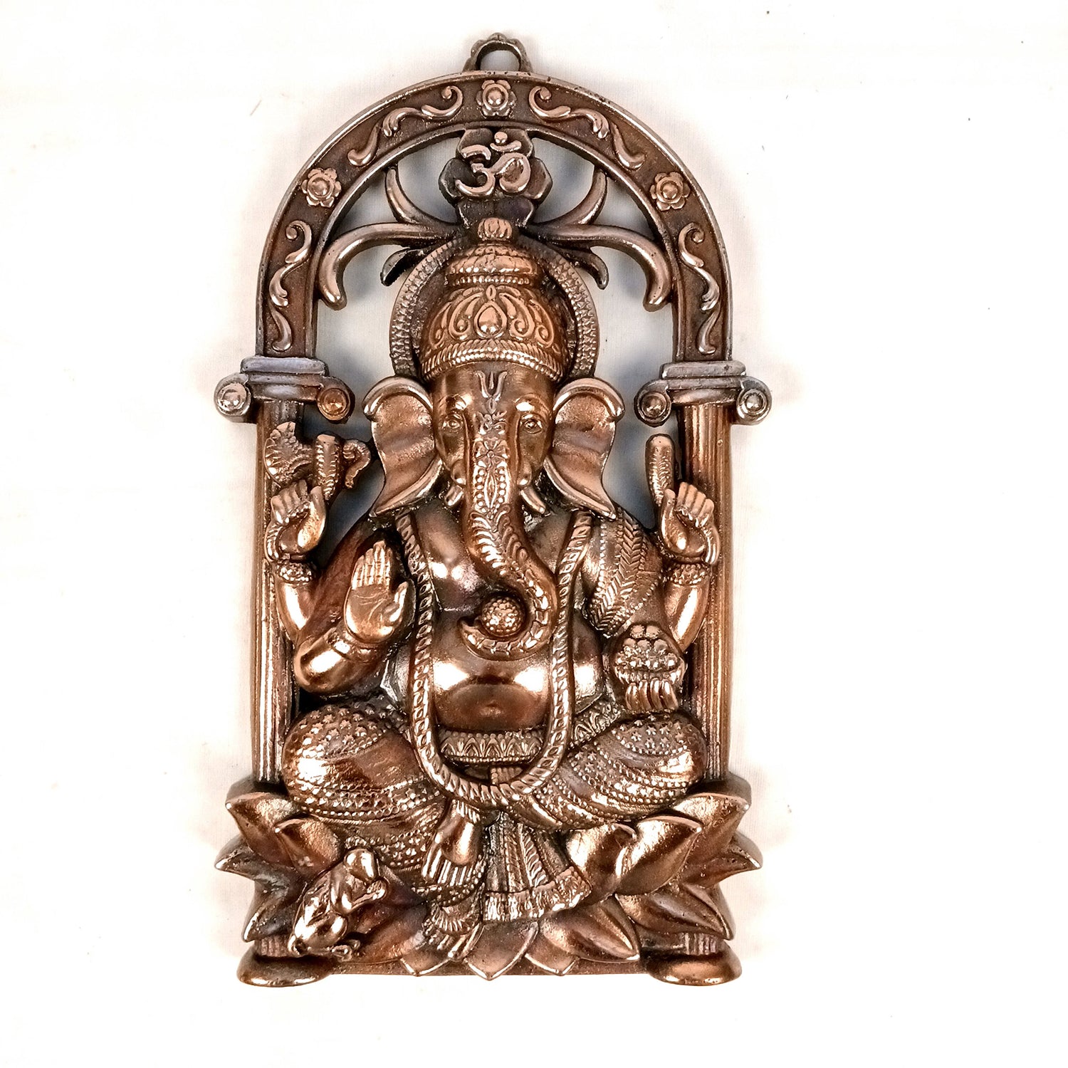 Ganesh Idol Wall Hanging | Lord Ganesha With Lotus / Kamal Wall Statue Decor - For Puja, Home, Entrance, Living Room & Gift - 14 Inch - Apkamart