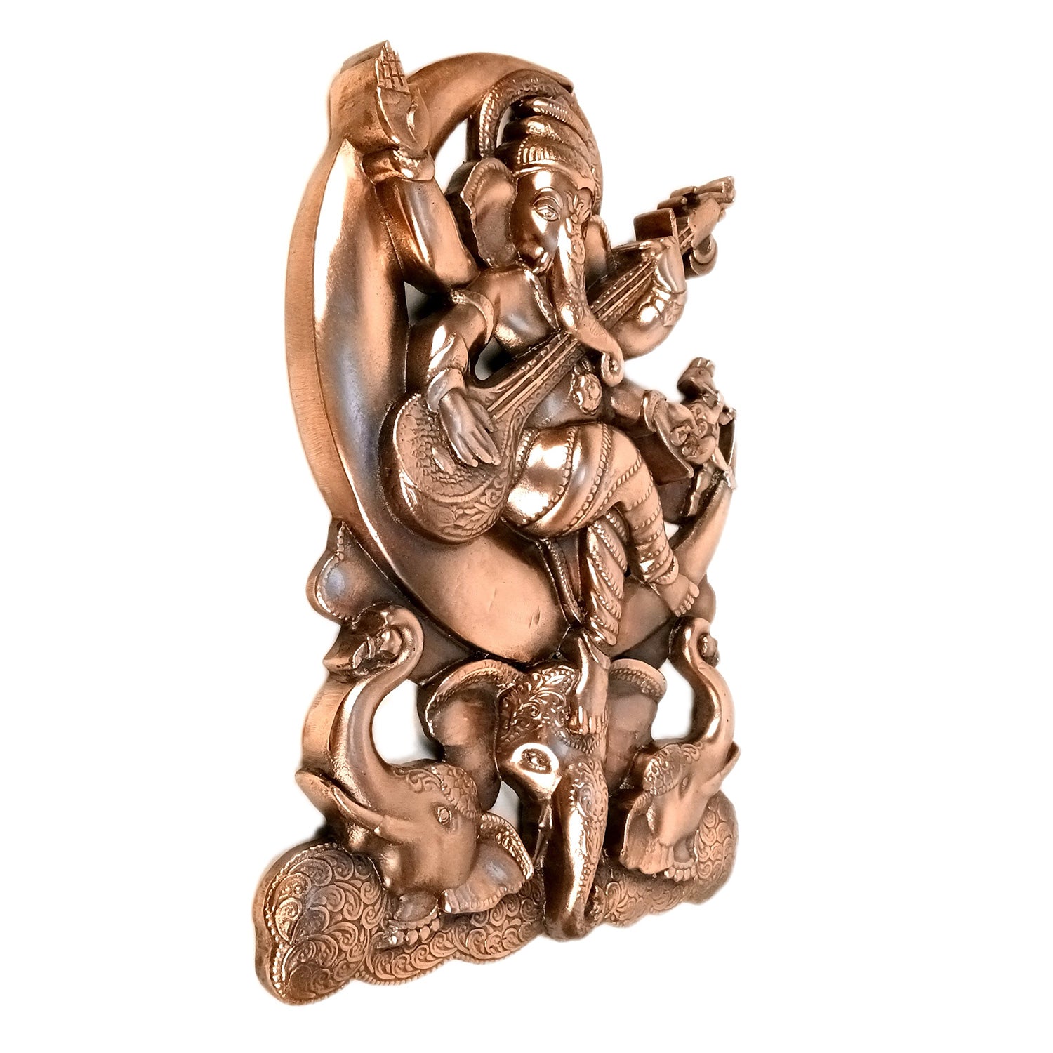 Ganesh Idol Wall Hanging | Lord Ganesha Sitting on Moon Wall Statue Decor - For Puja, Home, Entrance, Living Room & Gift - 17 Inch - Apkamart