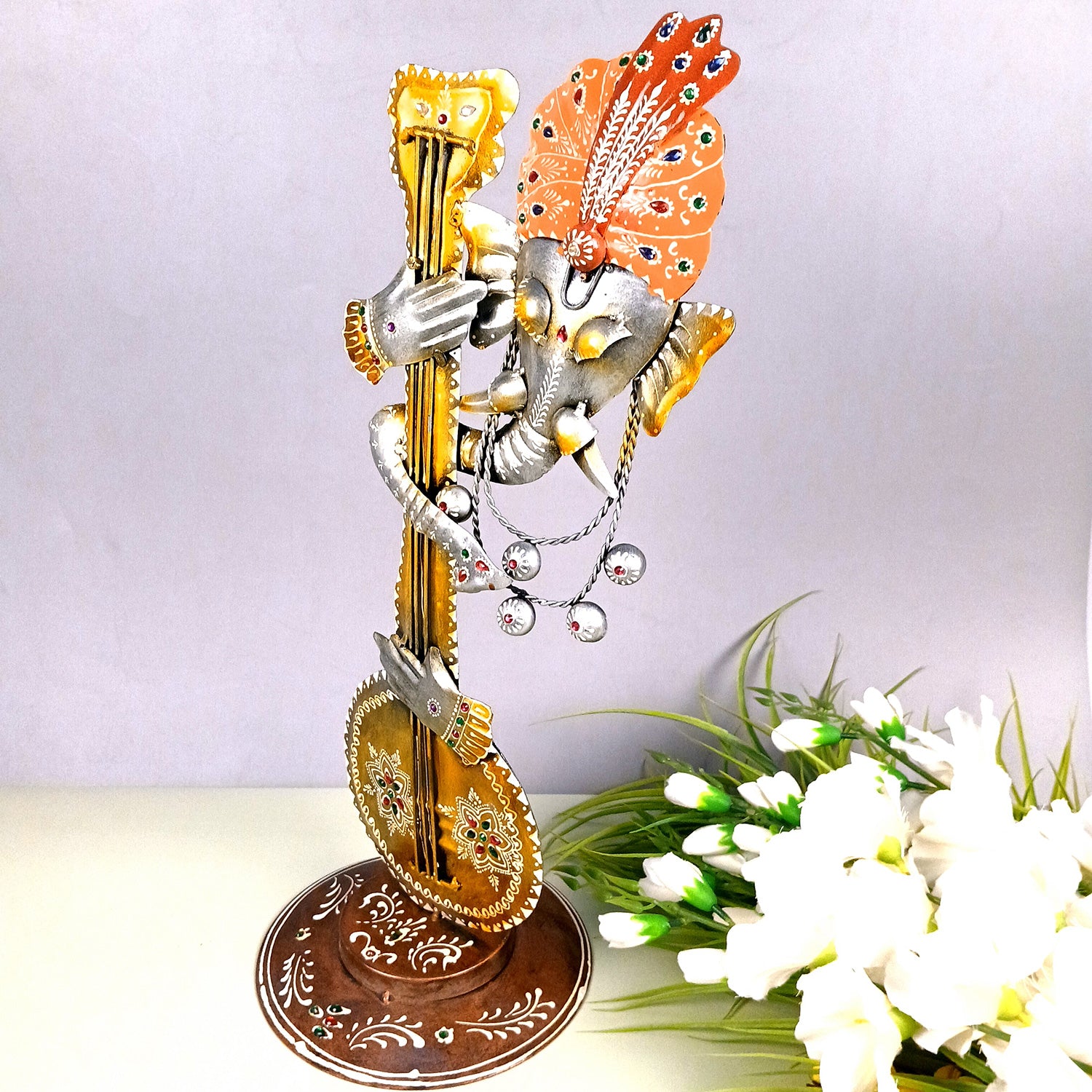 Ganesh Showpiece  - Decorative Showpiece for Table & Office Decor - 20 Inch - ApkaMart #Color_Silver