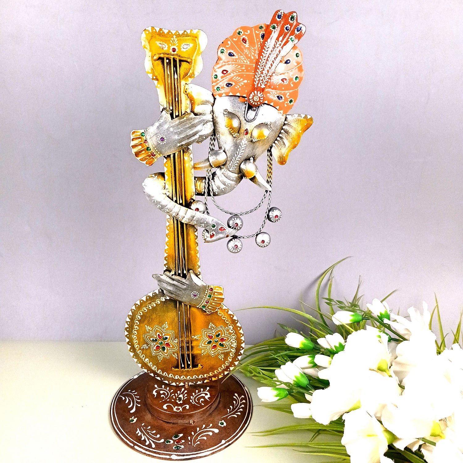 Ganesh Showpiece  - Decorative Showpiece for Table & Office Decor - 20 Inch - ApkaMart #Color_Silver