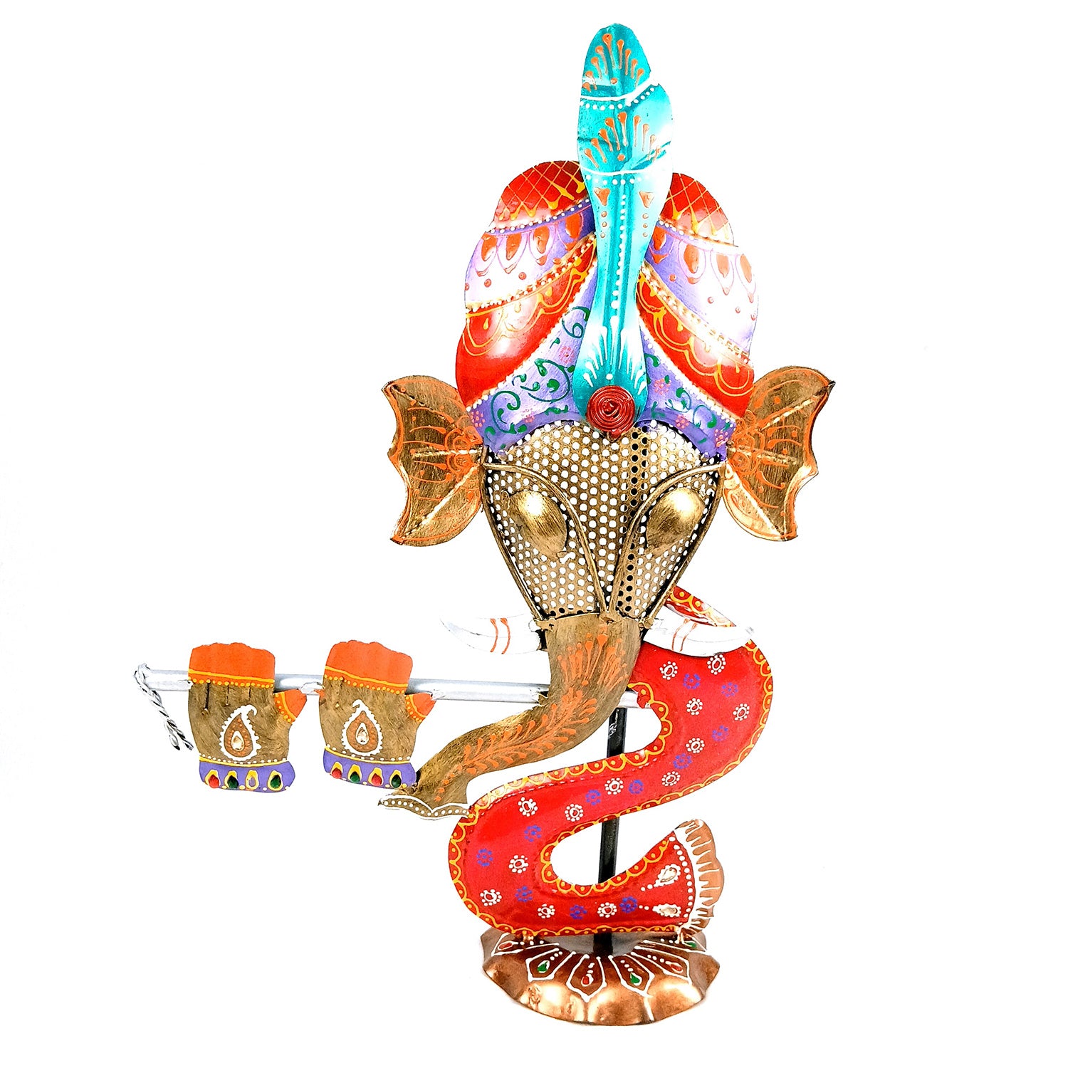Ganesha Tea Light Candle Holder | Ganesh Showpiece With T Light Stand- For Home, Table, Living Room, Bedroom, Office Decor | For Diwali Decoration & Gifts - 17 Inch - Apkamart
