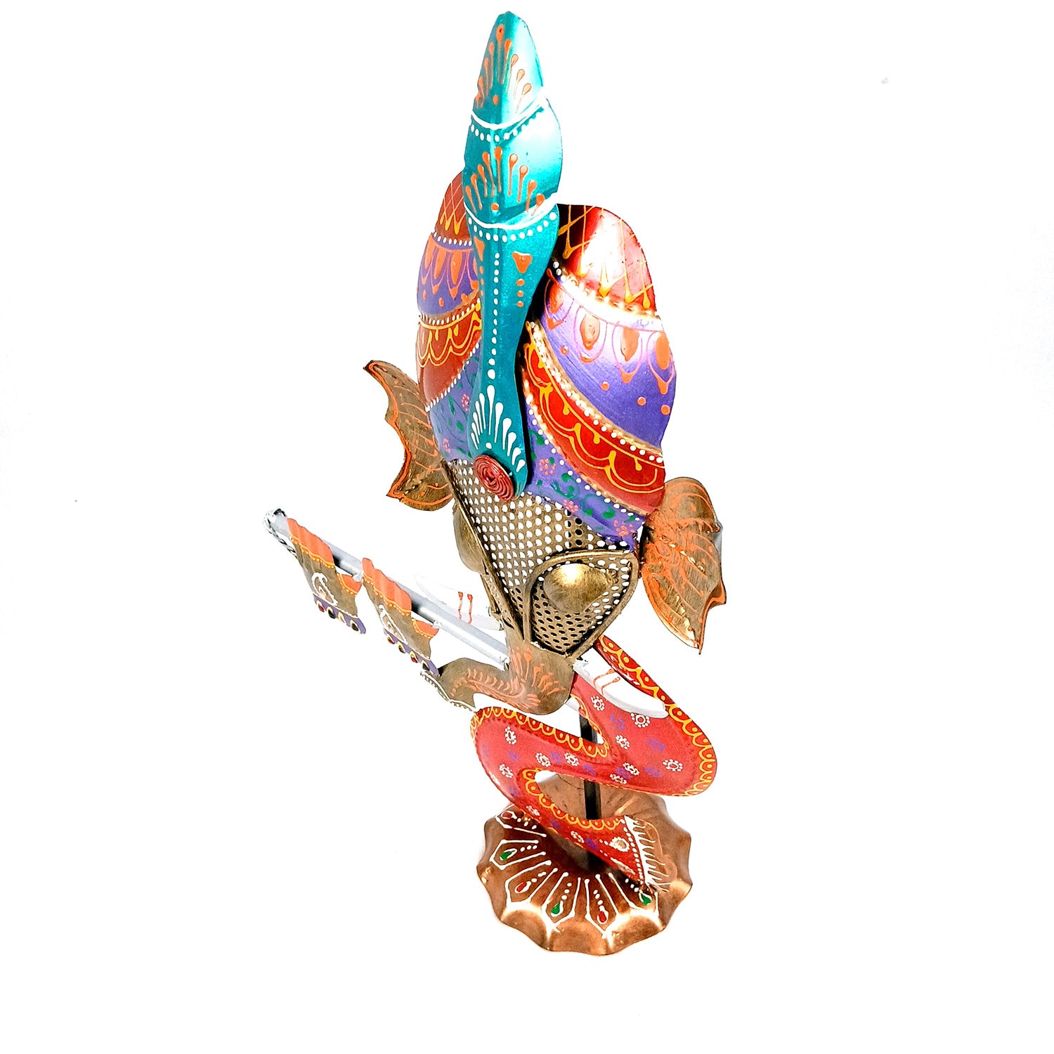 Ganesha Tea Light Candle Holder | Ganesh Showpiece With T Light Stand- For Home, Table, Living Room, Bedroom, Office Decor | For Diwali Decoration & Gifts - 17 Inch - Apkamart
