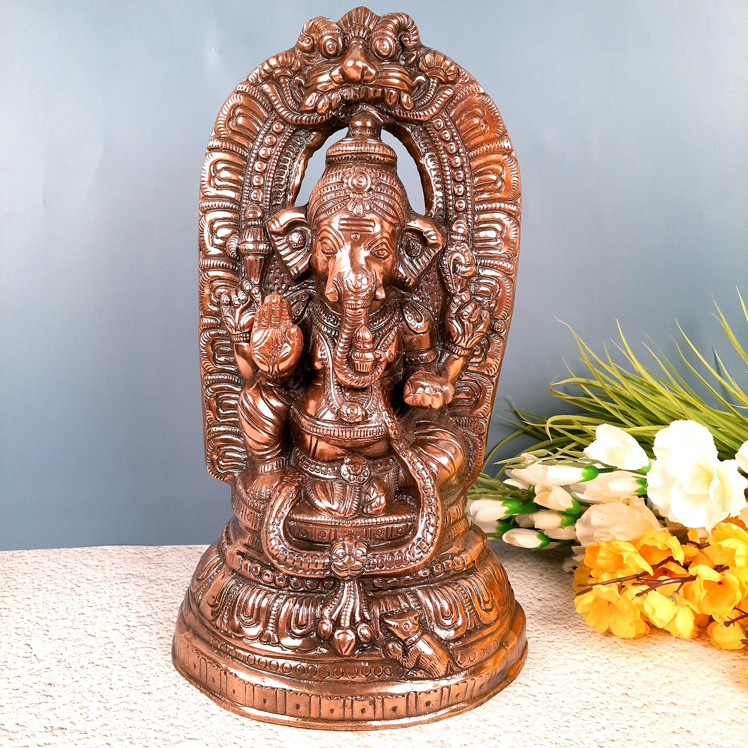 Ganesh Statue | Lord Ganesha Idol - for Home, Puja, Living Room, Entrance & Office Decor | Antique Idol for Religious & Spiritual Decor - 18 Inch - apkamart