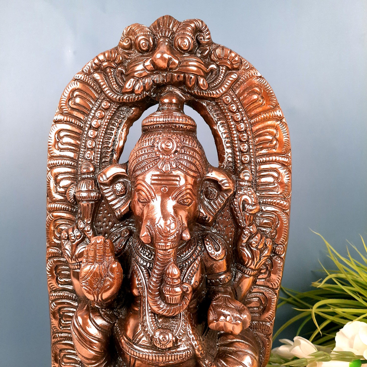 Ganesh Statue | Lord Ganesha Idol - for Home, Puja, Living Room, Entrance & Office Decor | Antique Idol for Religious & Spiritual Decor - 18 Inch - apkamart