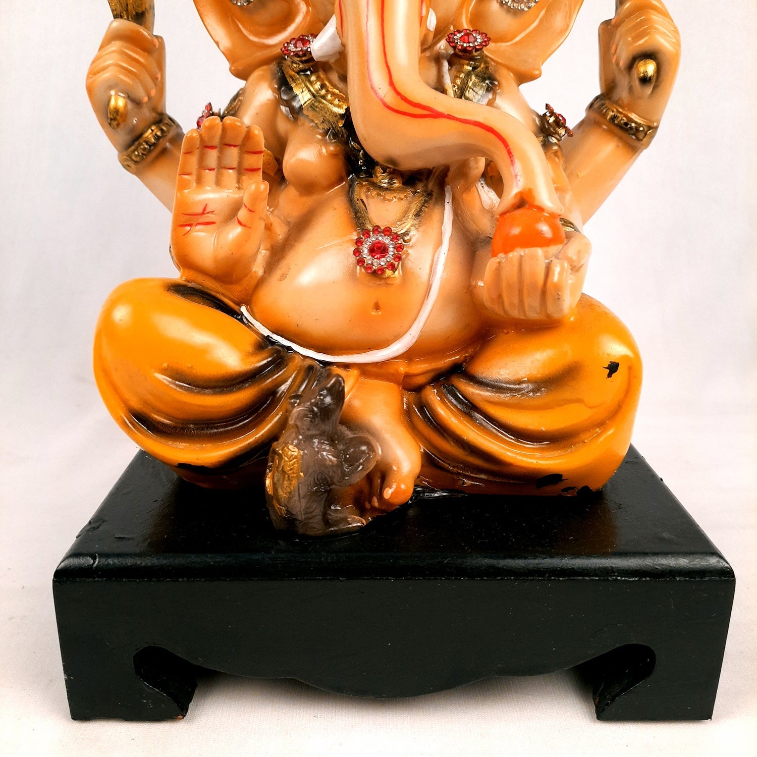 Ganesh Idol | Lord Ganesha Statue Murti - for Puja, Home & Entrance Living Room Decor & Gift - 12 Inch - apkamart #Color_Orange