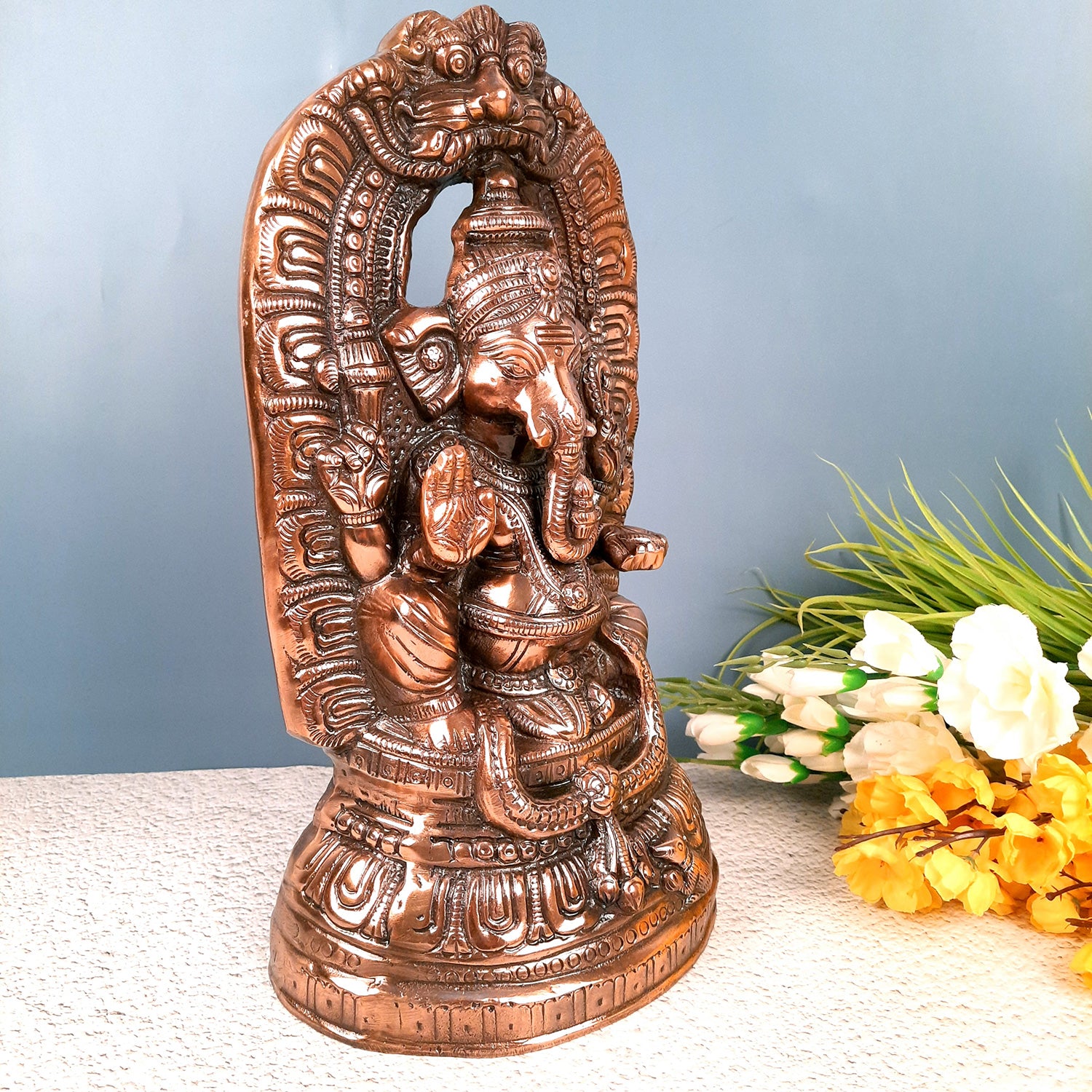 Ganesh Statue | Lord Ganesha Idol - for Home, Puja, Living Room, Entrance & Office Decor | Antique Idol for Religious & Spiritual Decor - 18 Inch - apkamart