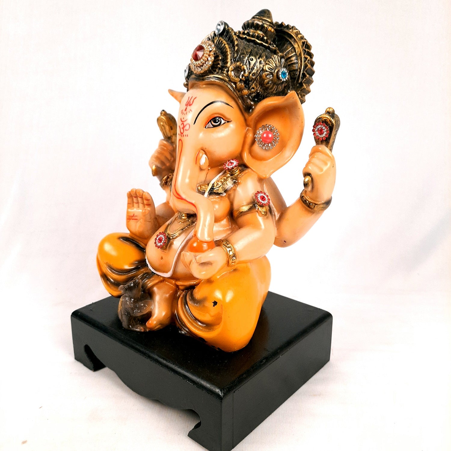 Ganesh Idol | Lord Ganesha Statue Murti - for Puja, Home & Entrance Living Room Decor & Gift - 12 Inch - apkamart #Color_Orange