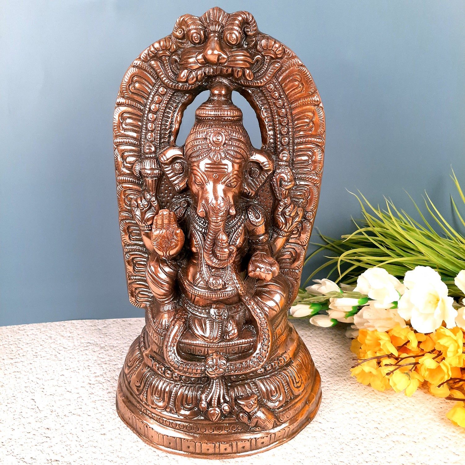 Ganesh Statue | Lord Ganesha Idol - for Home, Puja, Living Room, Entrance & Office Decor | Antique Idol for Religious & Spiritual Decor - 18 Inch - apkamart