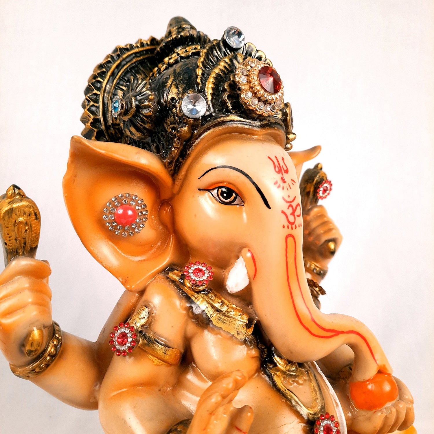 Ganesh Idol | Lord Ganesha Statue Murti - for Puja, Home & Entrance Living Room Decor & Gift - 12 Inch - apkamart #Color_Orange