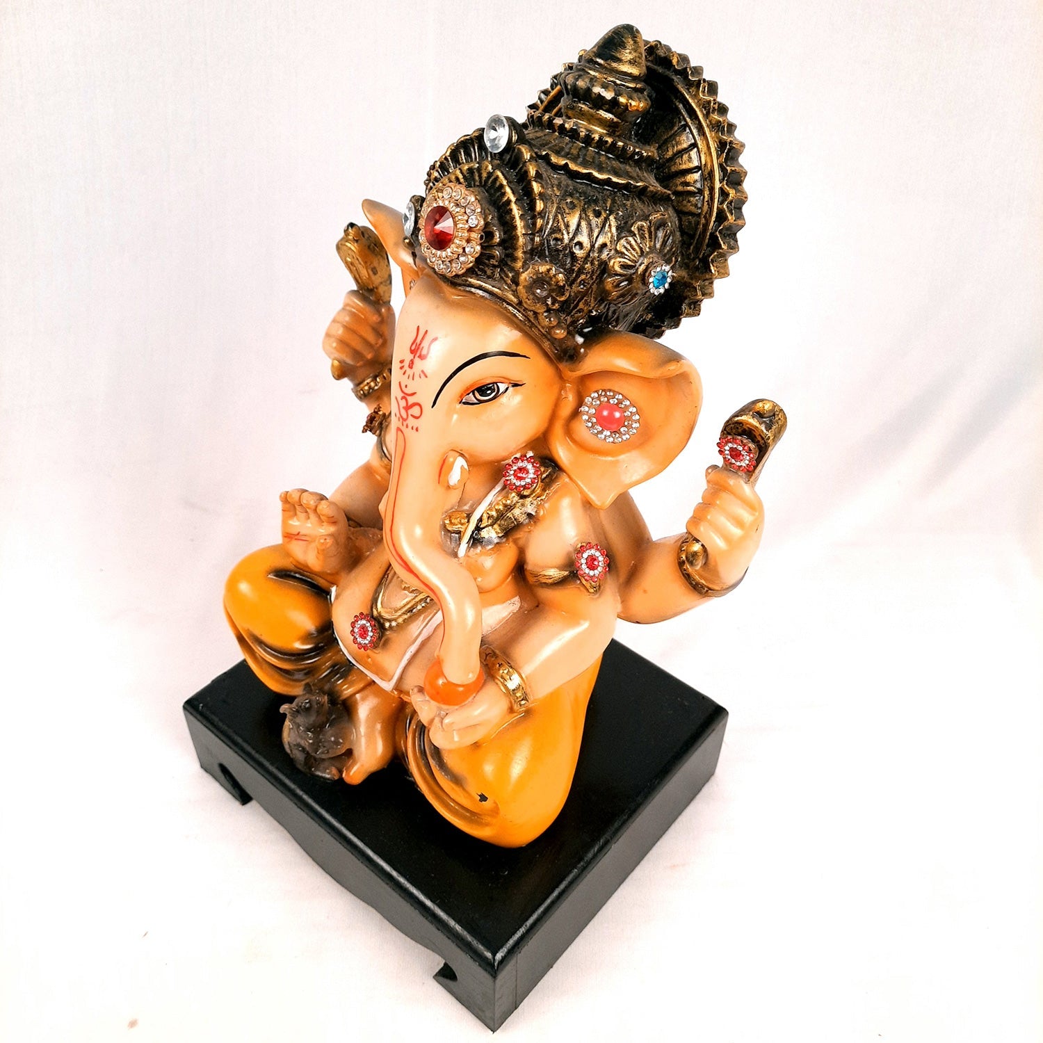 Ganesh Idol | Lord Ganesha Statue Murti - for Puja, Home & Entrance Living Room Decor & Gift - 12 Inch - apkamart #Color_Orange