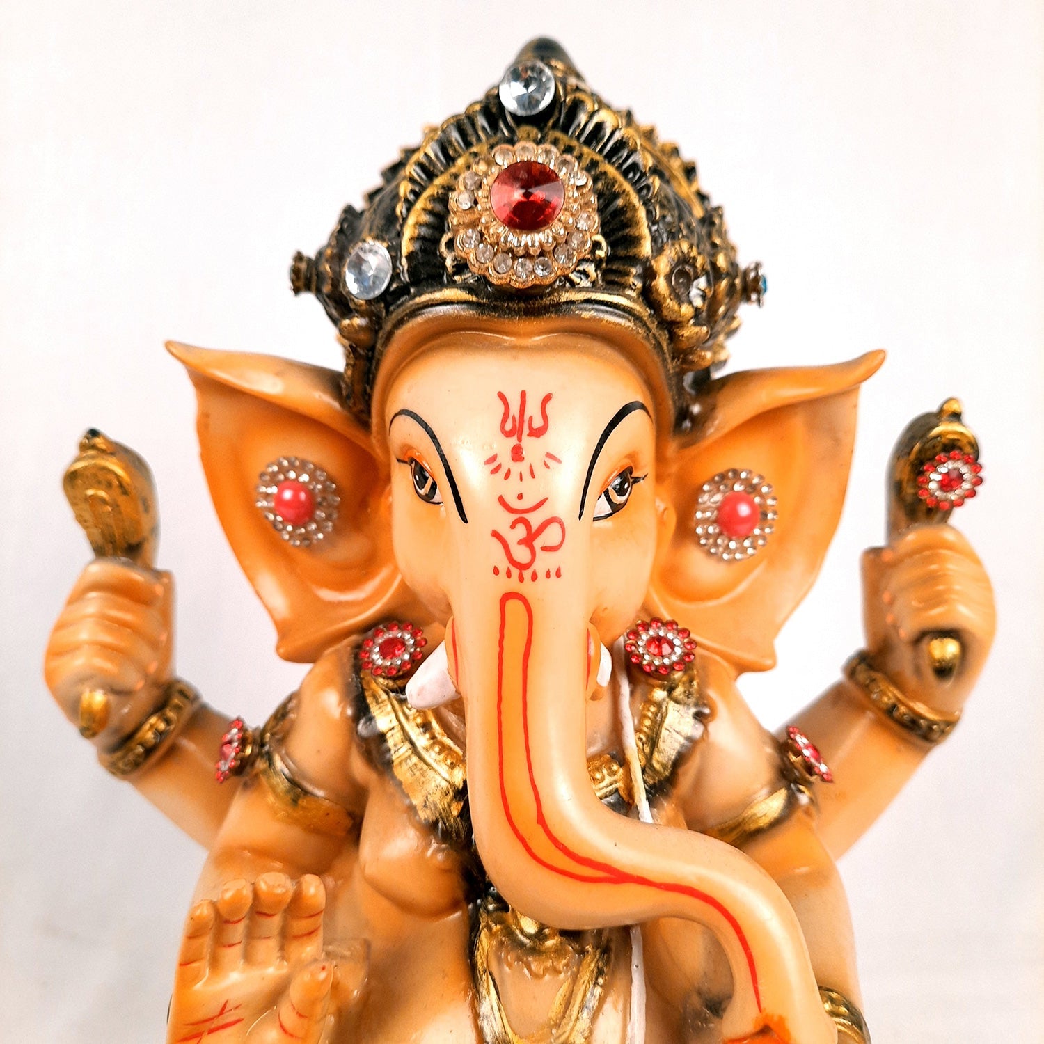 Ganesh Idol | Lord Ganesha Statue Murti - for Puja, Home & Entrance Living Room Decor & Gift - 12 Inch - apkamart #Color_Orange