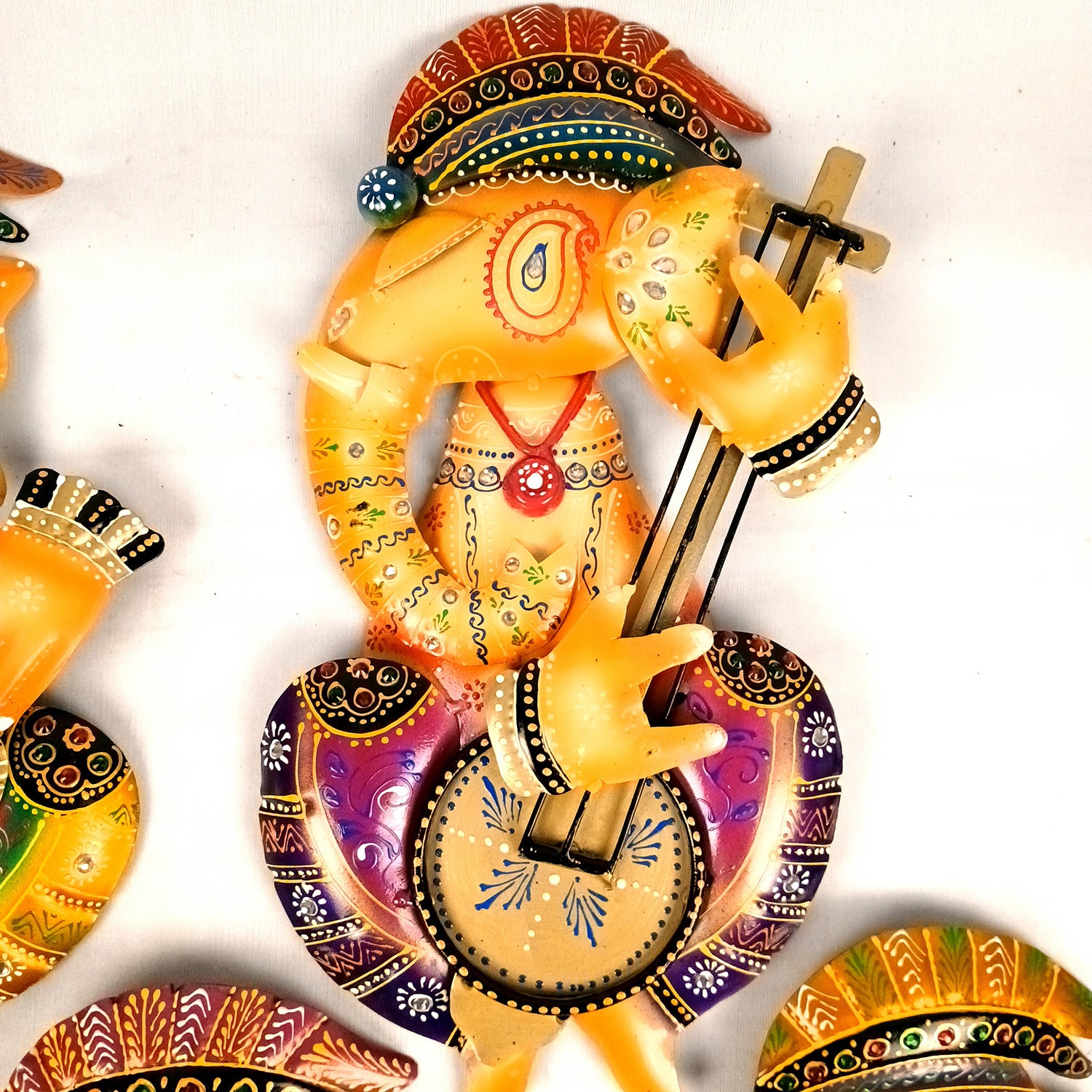 Ganesh Wall Hanging | Decorative Ganesha Wall Art - For Home, Living Room, Bedroom, Hall, Entrance Decoration & Gift - 14 Inch (Pack of 4) - Apkamart