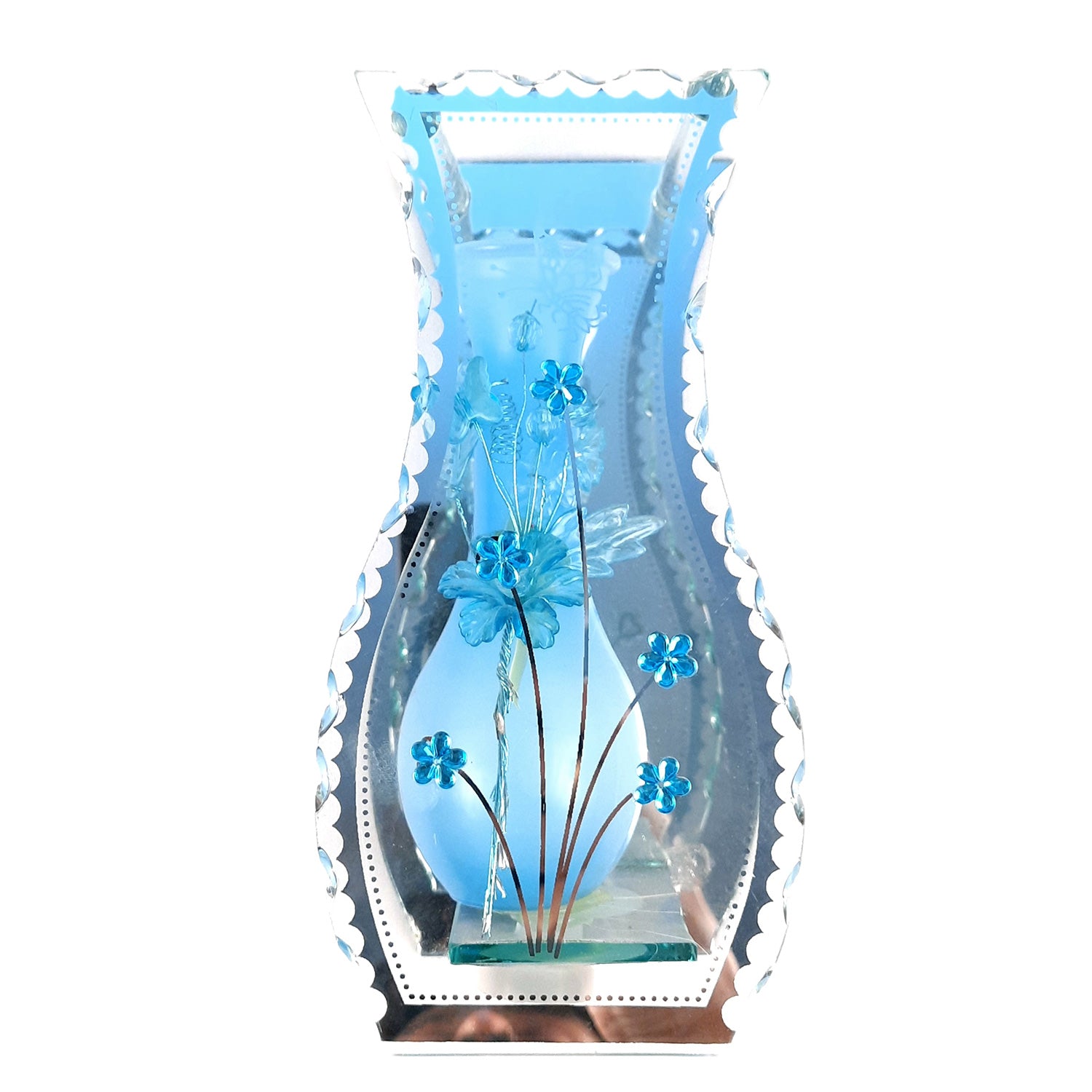 Decorative Vase Showpiece Placed Between Glass Front and Mirror Back - For Home, Table, Shelf, Office Decor & Gifts - apkamart #style_Style 1