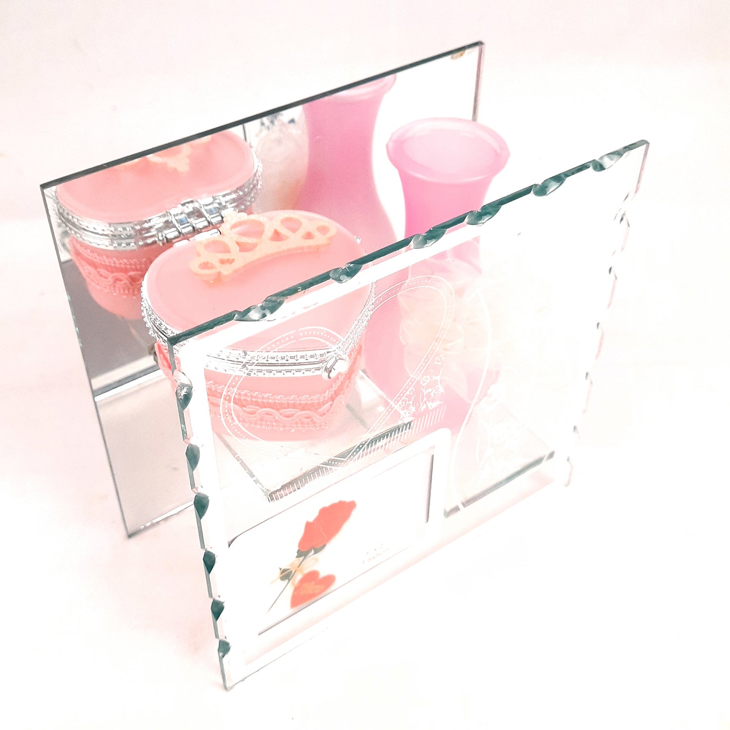 Showpiece Placed In Mirror Box - For Home, Table Decor | Valentine's Day, Anniversary Gifts | Gift for Her - 7 Inch - apkamart #style_style 2