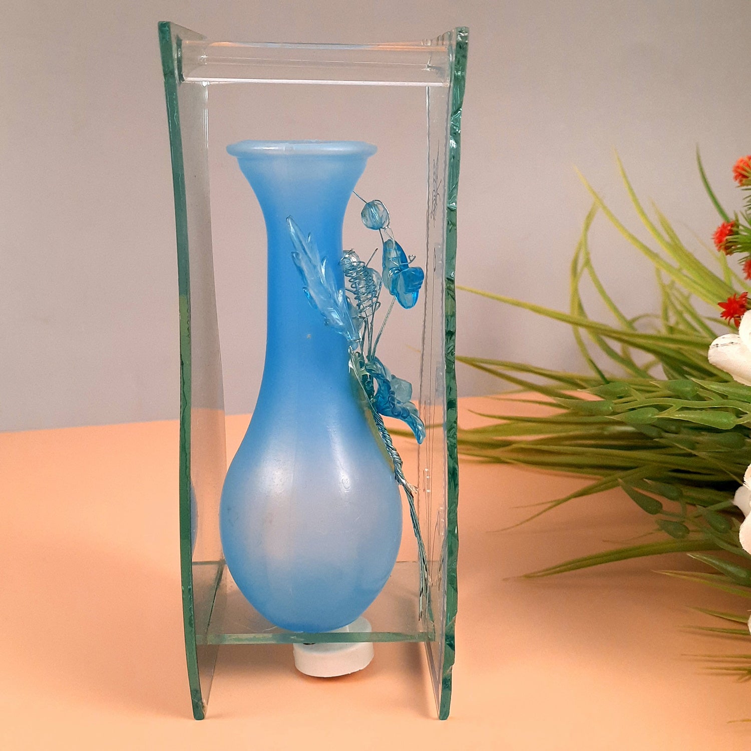 Decorative Vase Showpiece Placed Between Glass Front and Mirror Back - For Home, Table, Shelf, Office Decor & Gifts - apkamart #style_Style 1