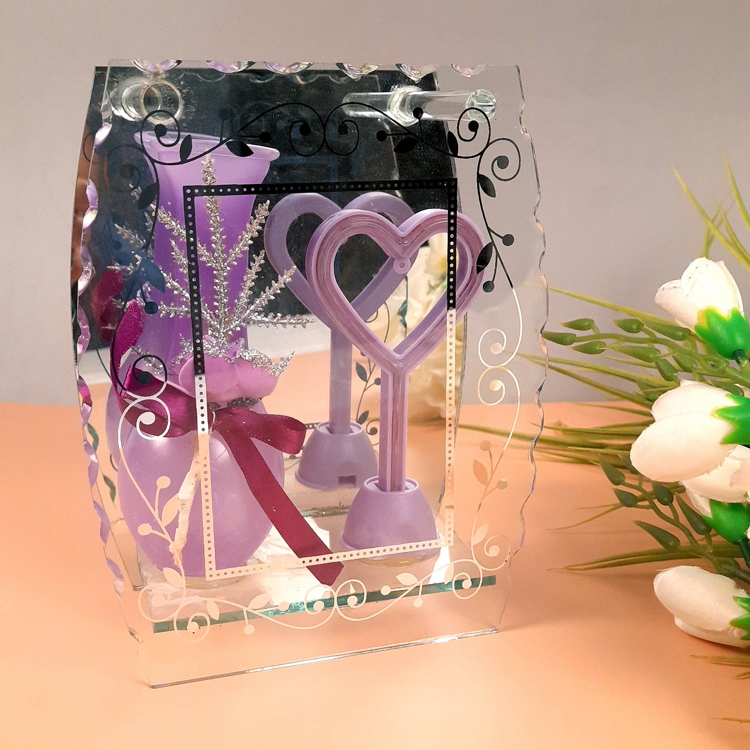 Vase Showpiece Displayed In Glass Box - For Home, Table Decor | Valentine's Day, Anniversary Gifts | Gift for Her - apkamart #Style_Style 1