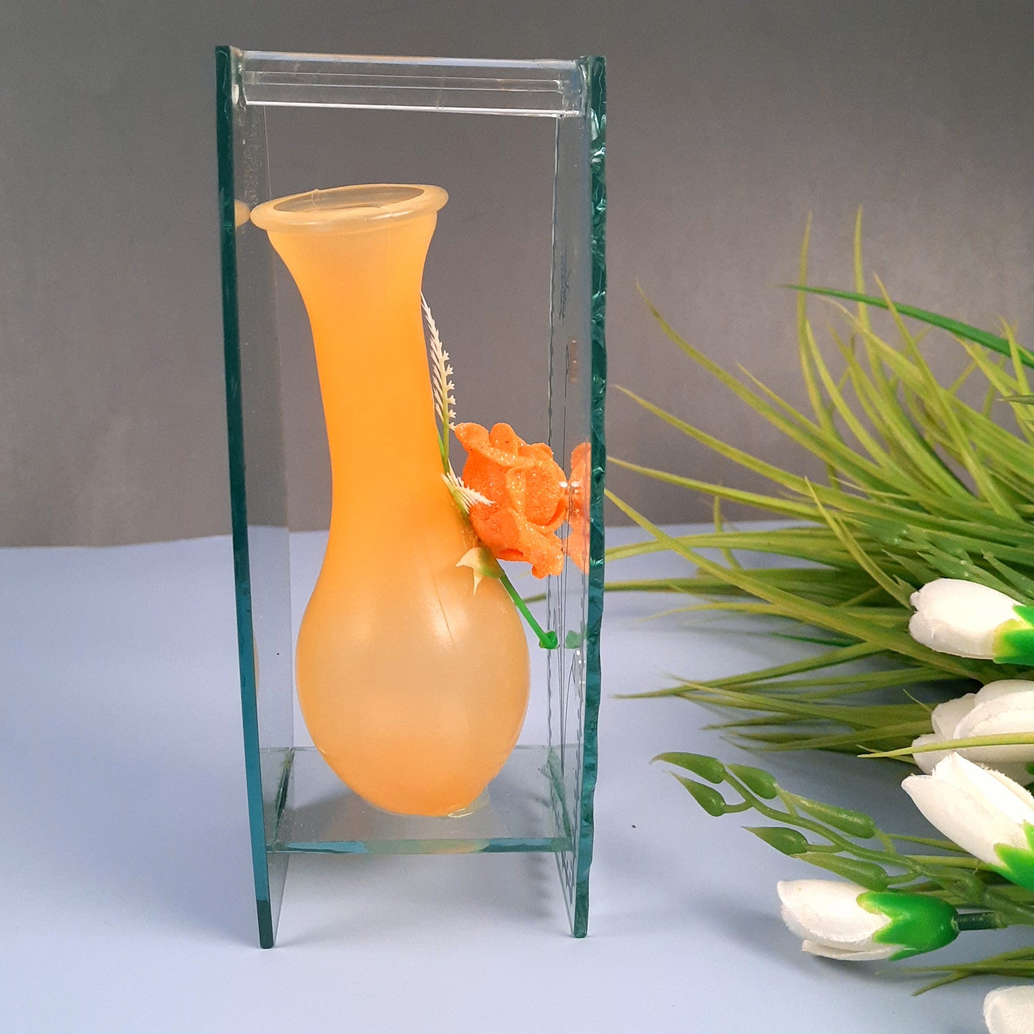 Decorative Vase Showpiece Placed Between Glass Front and Mirror Back - For Home, Table, Shelf, Office Decor & Gifts - apkamart #style_Style 4