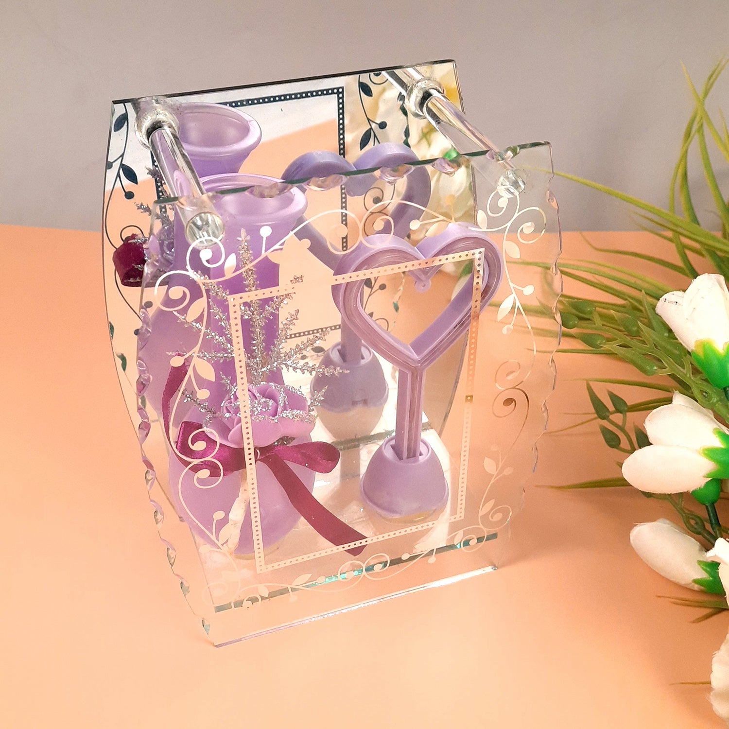 Vase Showpiece Displayed In Glass Box - For Home, Table Decor | Valentine's Day, Anniversary Gifts | Gift for Her - apkamart #Style_Style 1