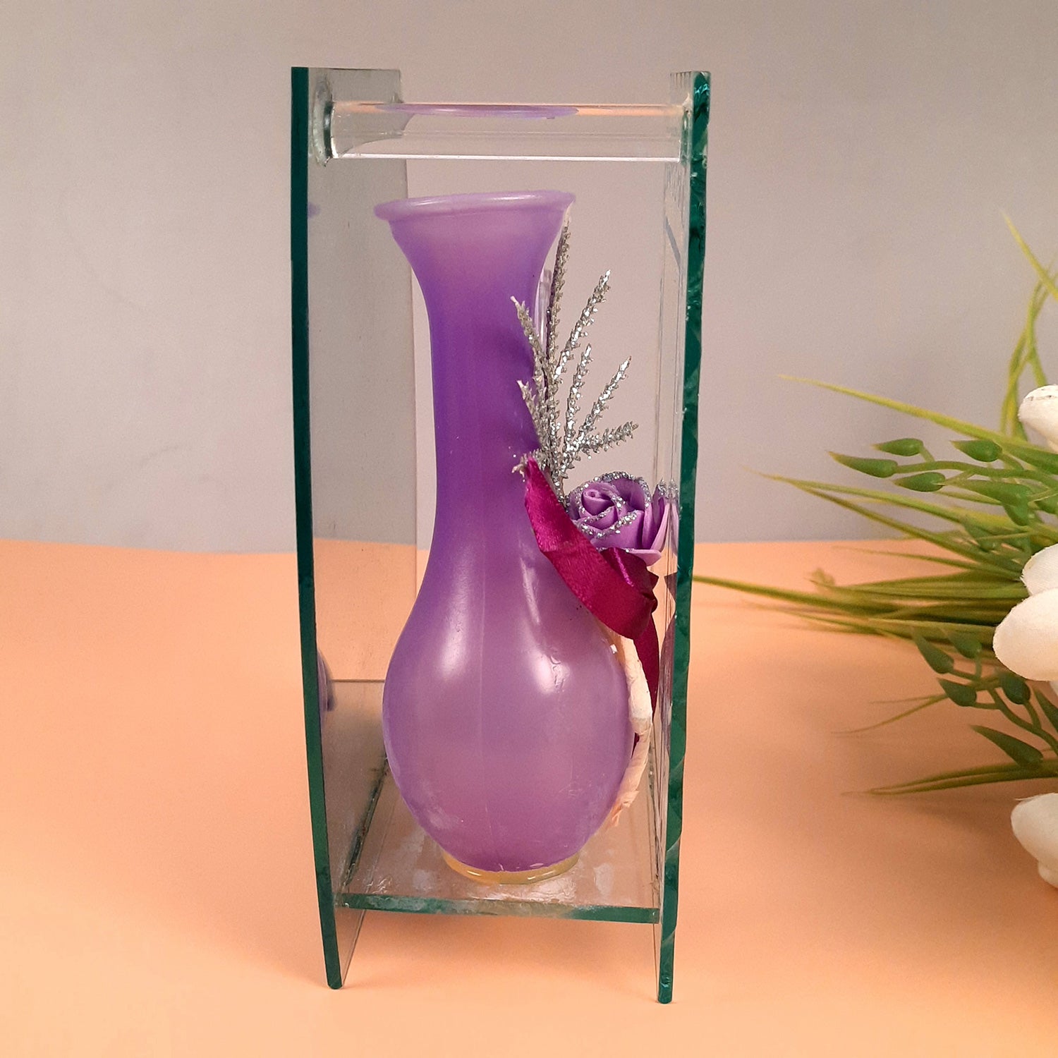 Vase Showpiece Displayed In Glass Box - For Home, Table Decor | Valentine's Day, Anniversary Gifts | Gift for Her - apkamart #Style_Style 1