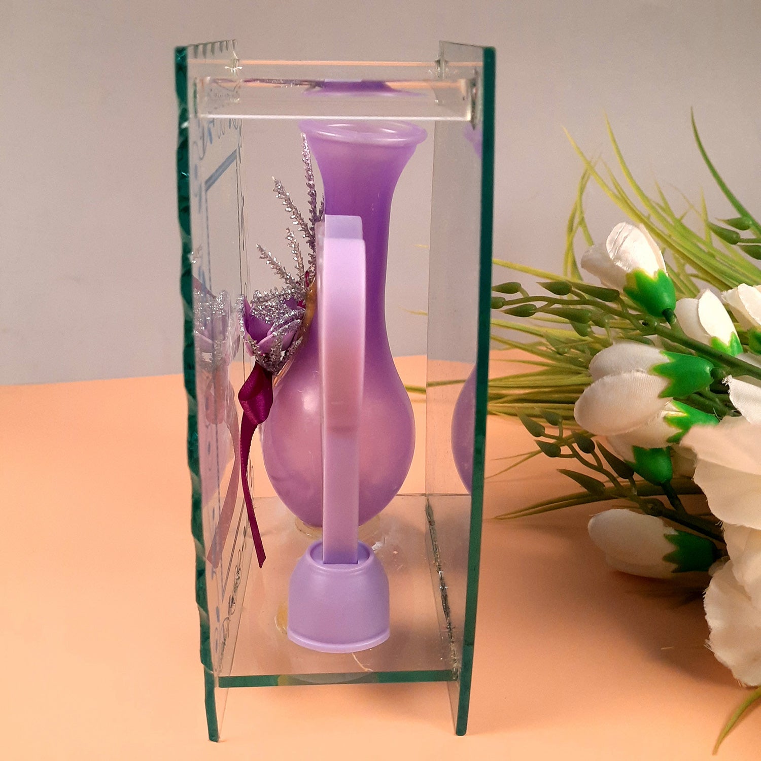 Vase Showpiece Displayed In Glass Box - For Home, Table Decor | Valentine's Day, Anniversary Gifts | Gift for Her - apkamart #Style_Style 1