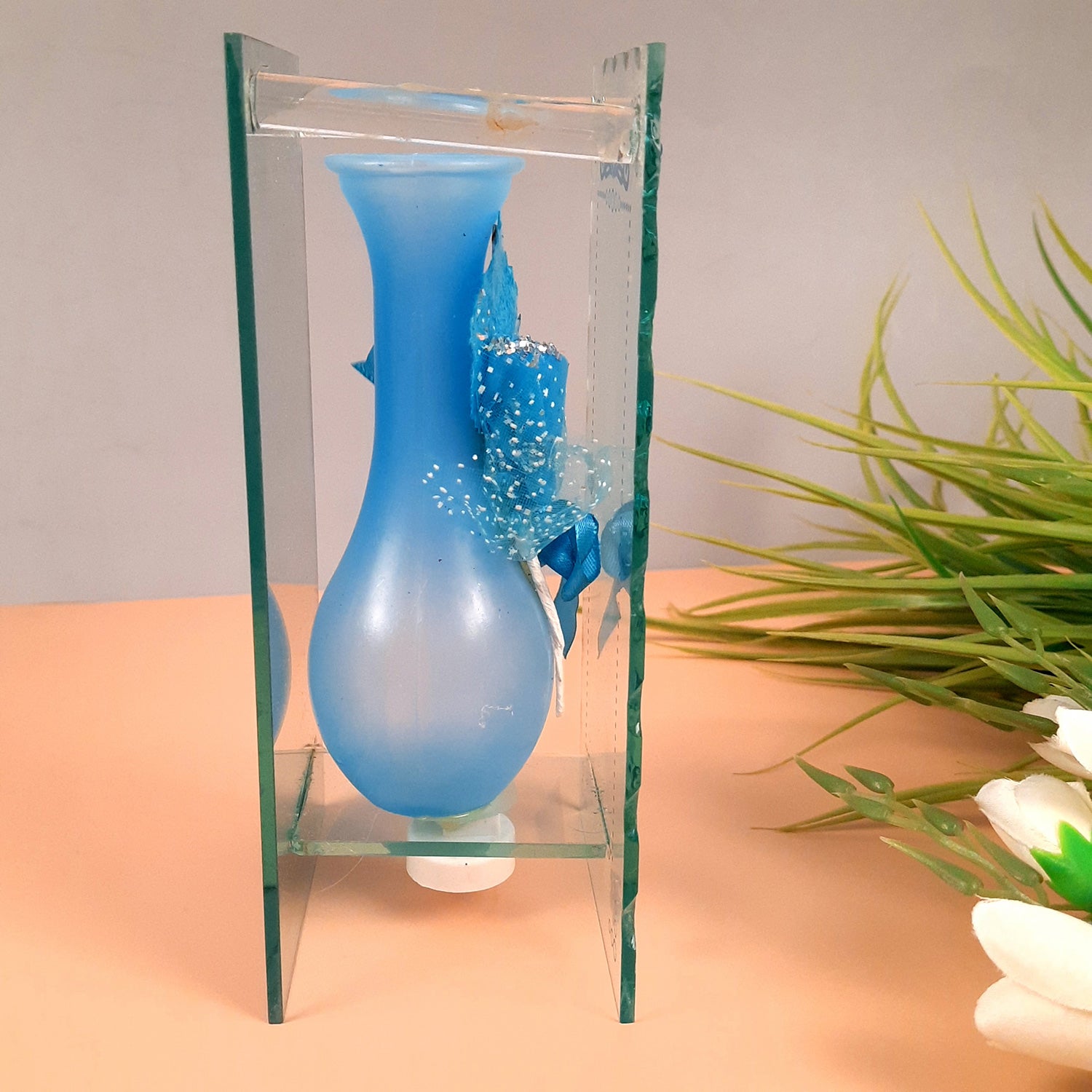 Decorative Vase Showpiece Placed Between Glass Front and Mirror Back - For Home, Table, Shelf, Office Decor & Gifts - apkamart #style_Style 2