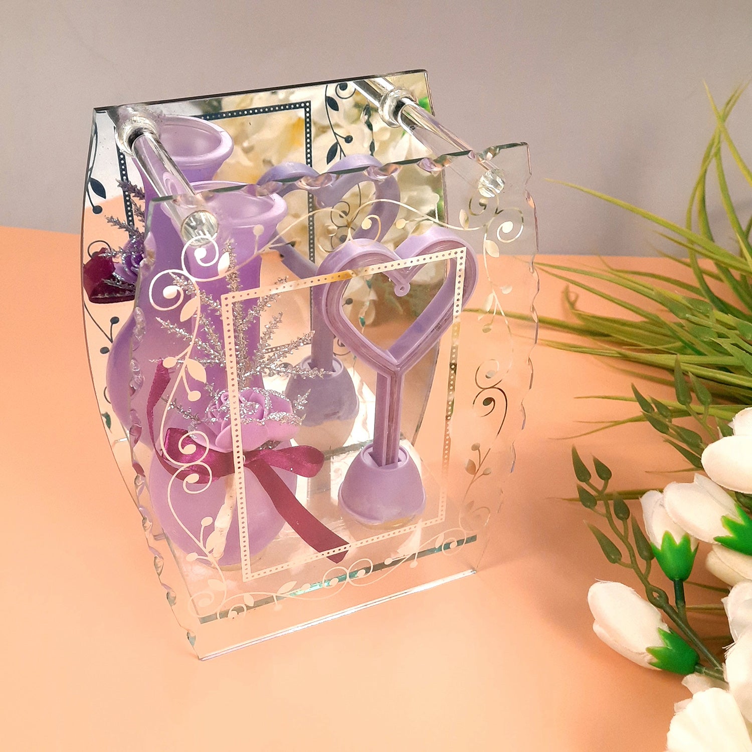 Vase Showpiece Displayed In Glass Box - For Home, Table Decor | Valentine's Day, Anniversary Gifts | Gift for Her - apkamart #Style_Style 1