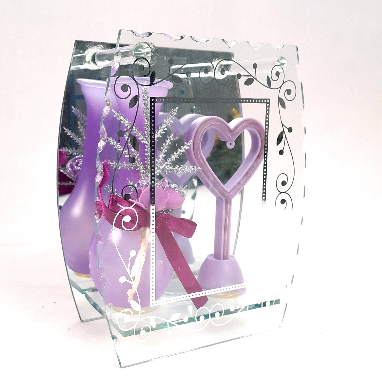 Vase Showpiece Displayed In Glass Box - For Home, Table Decor | Valentine's Day, Anniversary Gifts | Gift for Her - apkamart #Style_Style 1