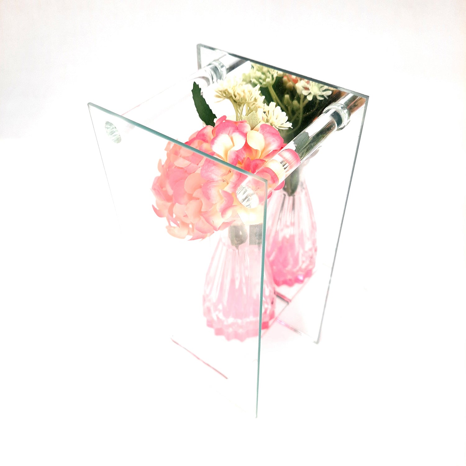 Decorative Vase Showpiece Displayed Between Glass Front and Mirror Back - For Home, Table, Shelf, Office Decor & Gifts - apkamart #Style_style 1