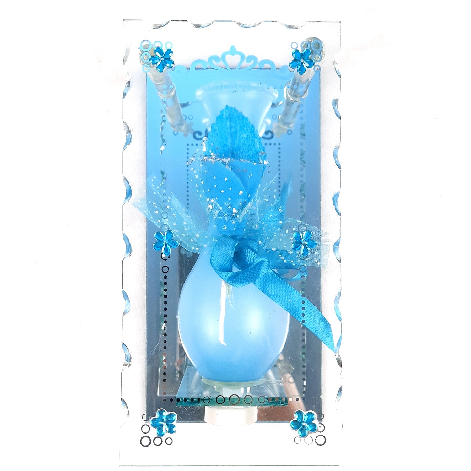 Decorative Vase Showpiece Placed Between Glass Front and Mirror Back - For Home, Table, Shelf, Office Decor & Gifts - apkamart #style_Style 2