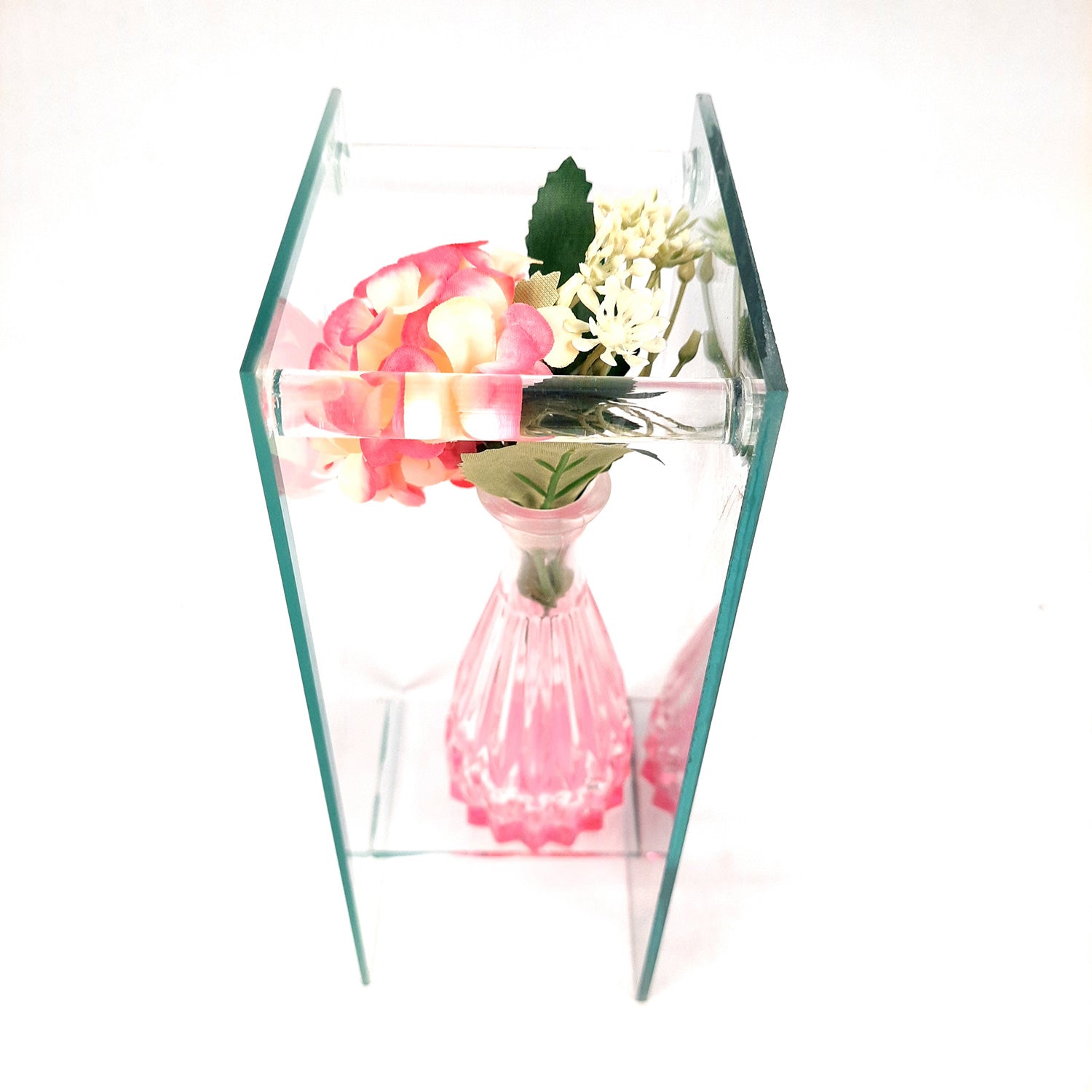 Decorative Vase Showpiece Displayed Between Glass Front and Mirror Back - For Home, Table, Shelf, Office Decor & Gifts - apkamart #Style_style 1