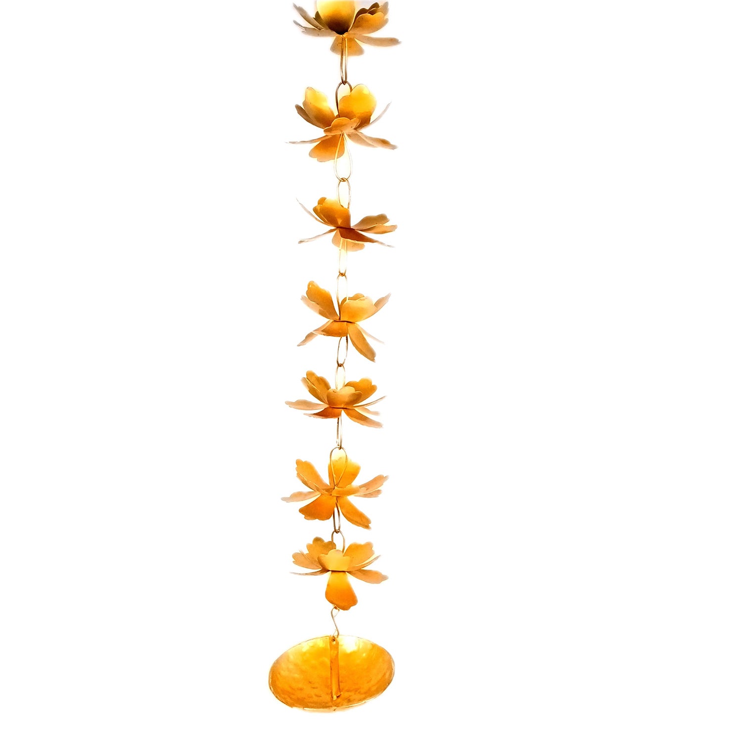 Hanging Urli Bowl | Lotus Shape Long Hanging Diya Tea Light Holder | Big Flower Urli - for Floating Flowers, Home Decor, Living Room, Diwali & Festival Decor - 41 Inch - Apkamart #Style_Set Of 1