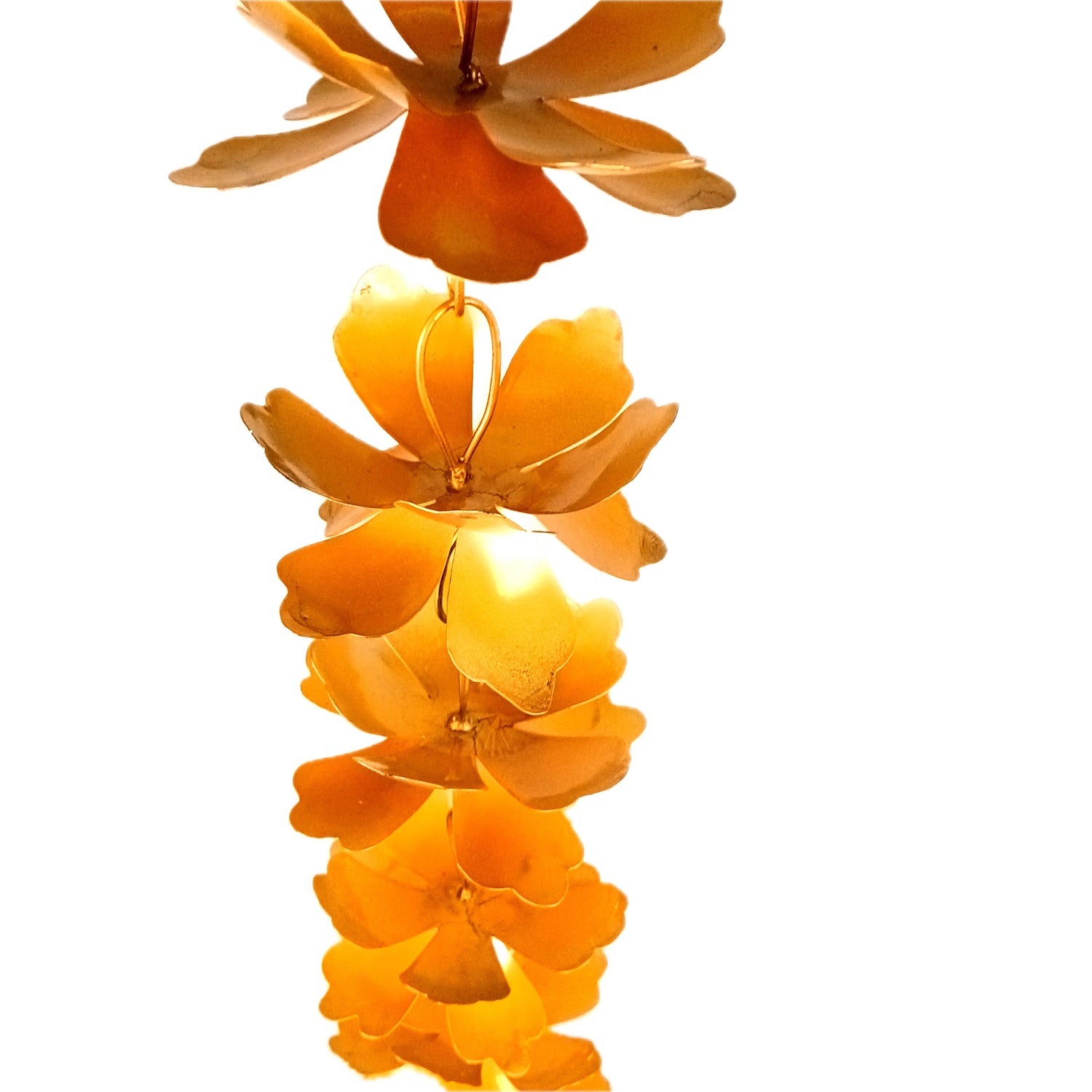 Hanging Urli Bowl | Lotus Shape Long Hanging Diya Tea Light Holder | Big Flower Urli - for Floating Flowers, Home Decor, Living Room, Diwali & Festival Decor - 41 Inch - Apkamart #Style_Set Of 1