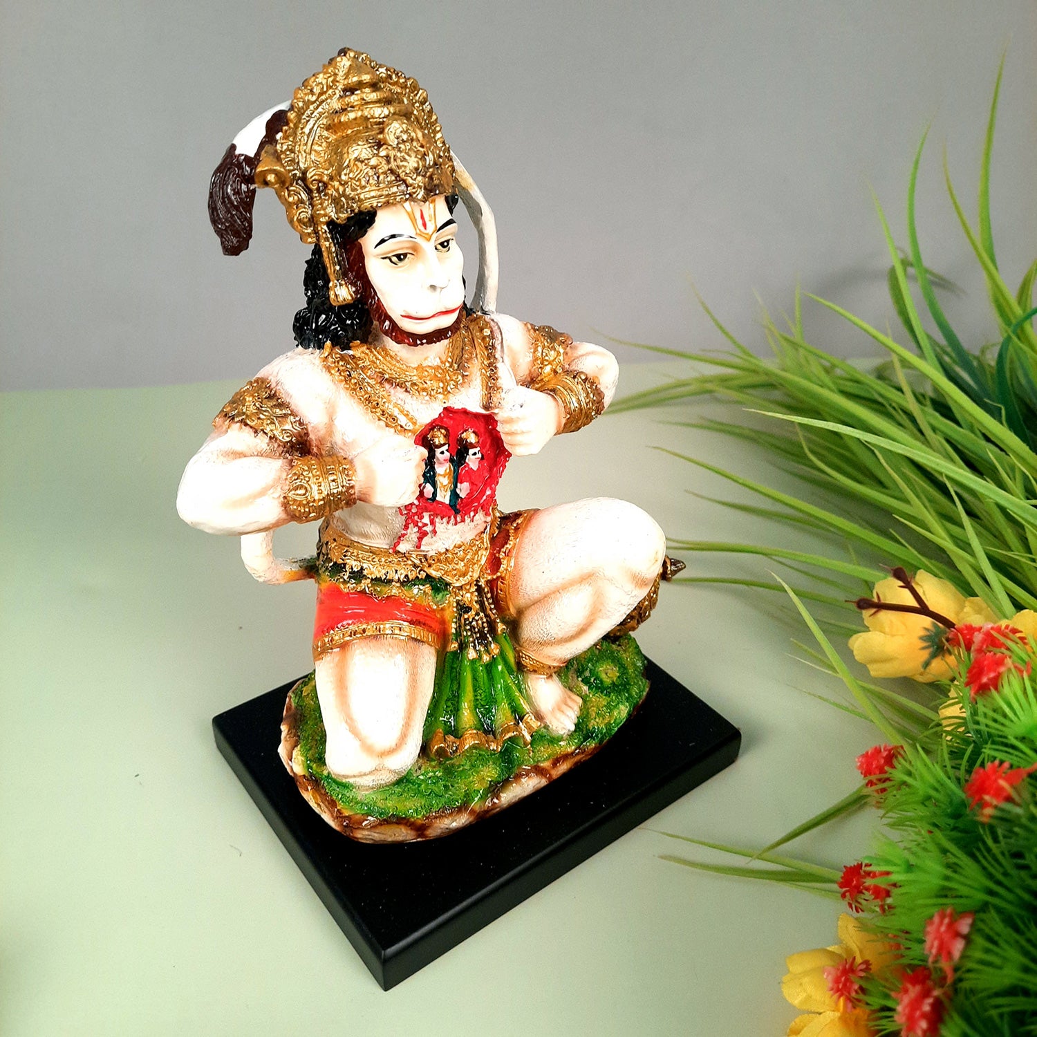 Hanuman Ji Statue Idol | Bajrangbali Murti - for Home, Puja, Living Room, Entrance, Office Desk, Table Decor & Gifts - 8 Inch - apkamart