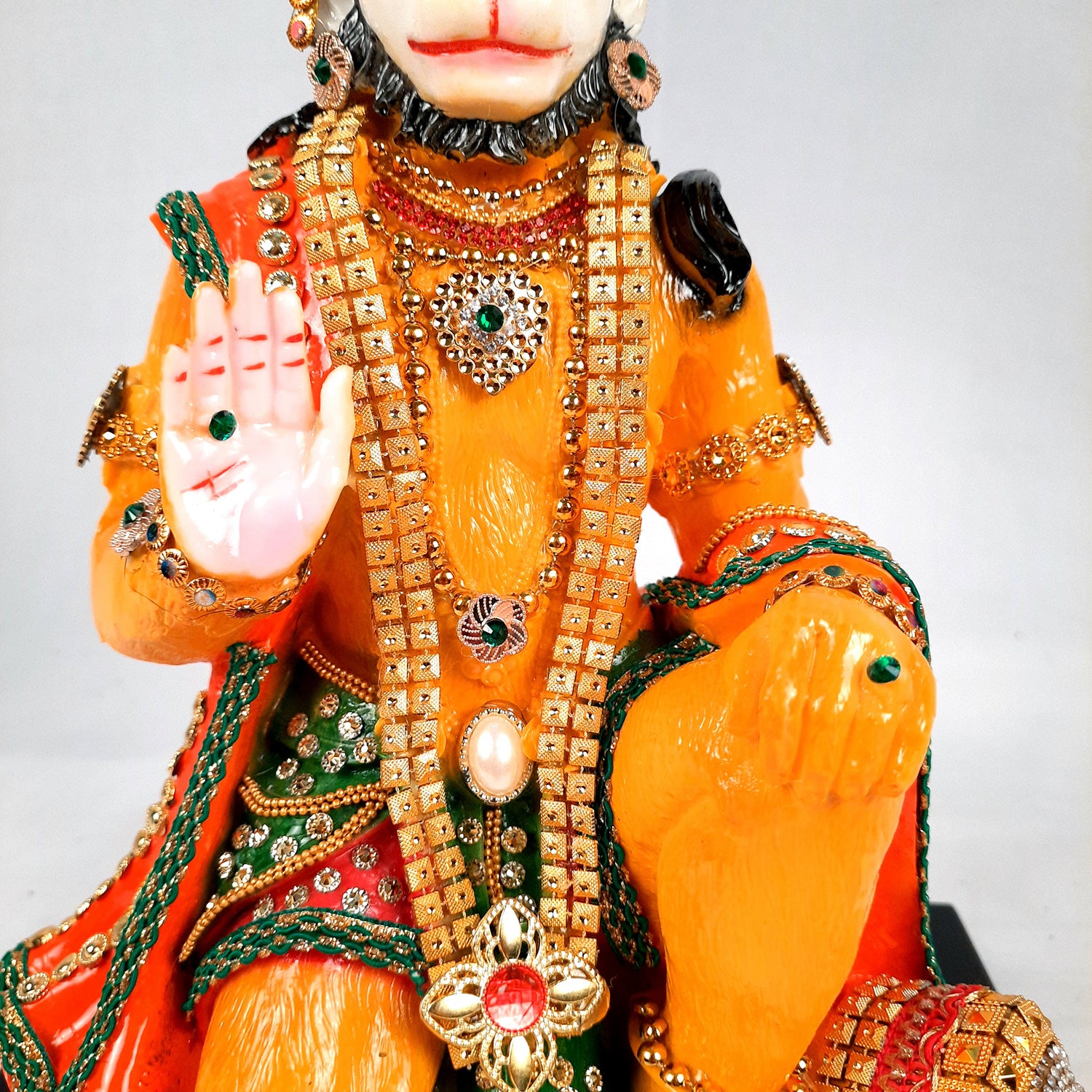 Hanuman Ji Statue Idol | Bajrang Bali Kesari Murti With Beads & Stone Work - for Home, Puja, Living Room, Entrance Decor & Gifts - 13 Inch