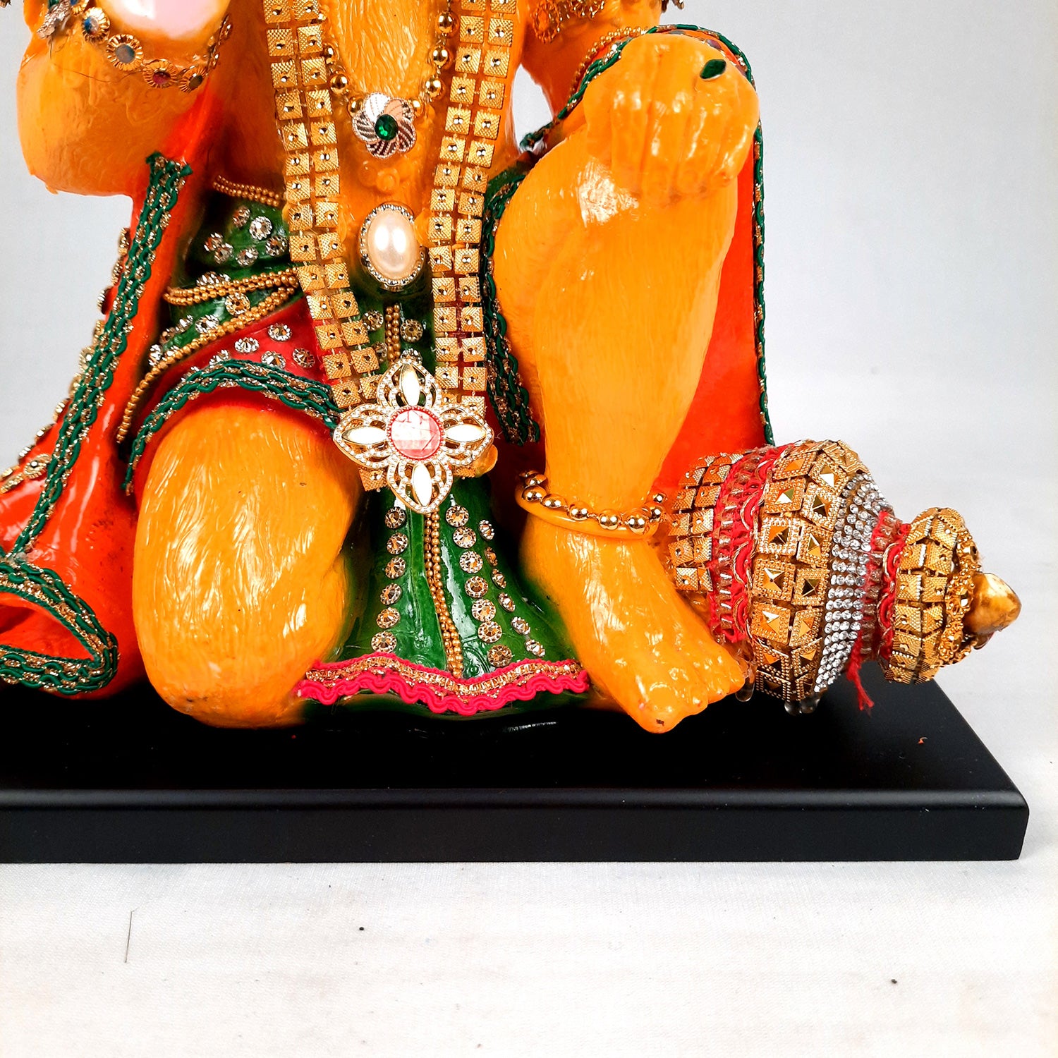 Hanuman Ji Statue Idol | Bajrang Bali Kesari Murti With Beads & Stone Work - for Home, Puja, Living Room, Entrance Decor & Gifts - 13 Inch