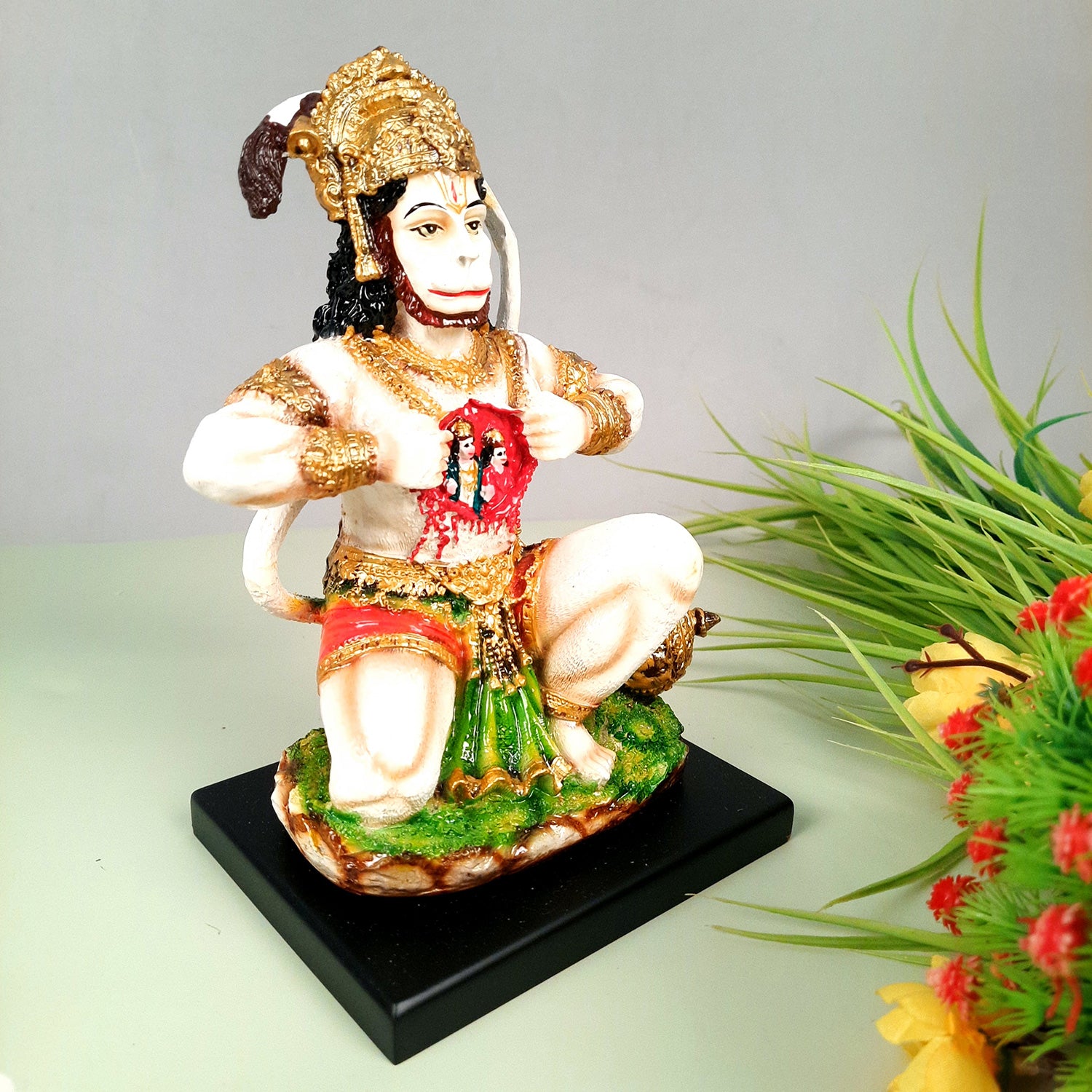 Hanuman Ji Statue Idol | Bajrangbali Murti - for Home, Puja, Living Room, Entrance, Office Desk, Table Decor & Gifts - 8 Inch - apkamart