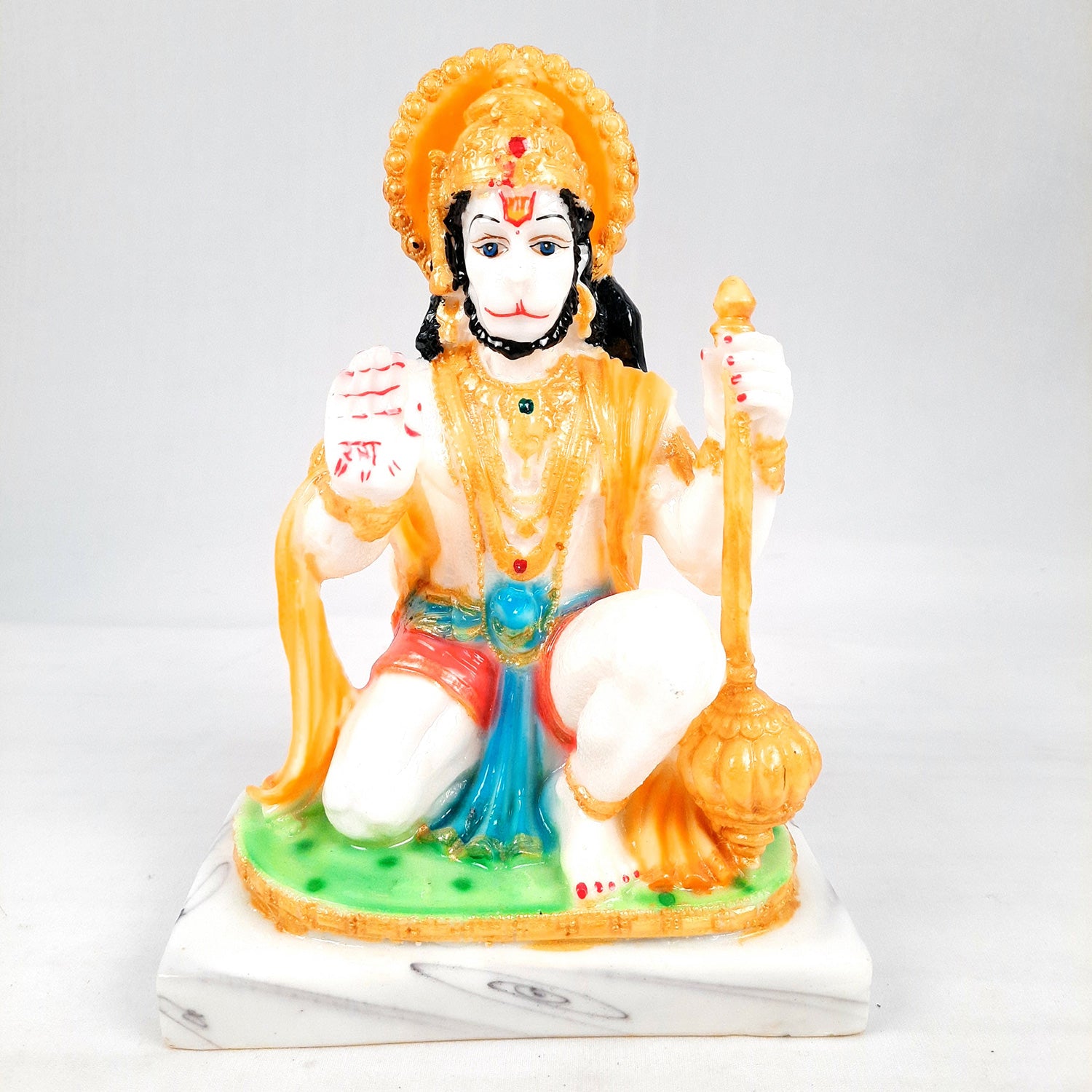 Hanuman Ji Statue Idol | Bajrangbali Murti - for Home, Puja, Living Room, Entrance, Office Desk, Table Decor & Gifts - 9 Inch - apkamart