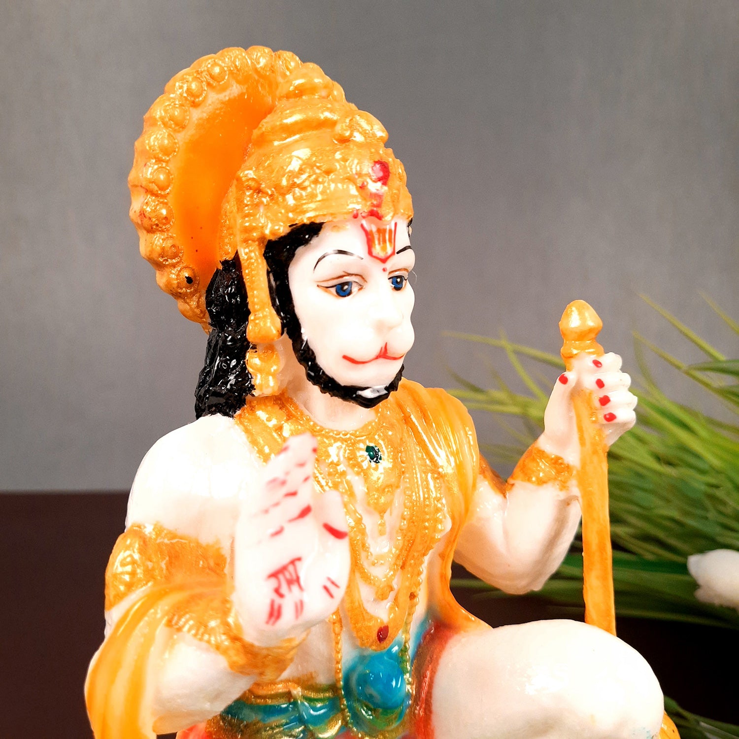 Hanuman Ji Statue Idol | Bajrangbali Murti - for Home, Puja, Living Room, Entrance, Office Desk, Table Decor & Gifts - 9 Inch - apkamart