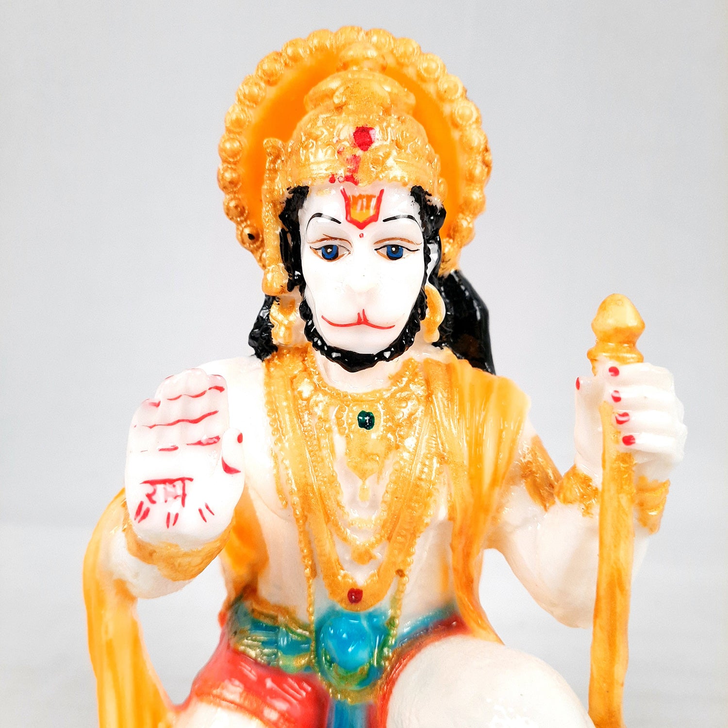 Hanuman Ji Statue Idol | Bajrangbali Murti - for Home, Puja, Living Room, Entrance, Office Desk, Table Decor & Gifts - 9 Inch - apkamart