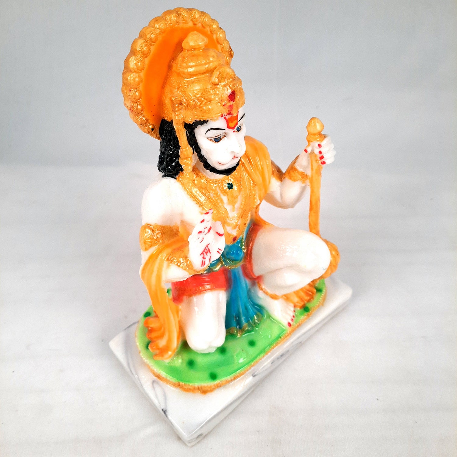 Hanuman Ji Statue Idol | Bajrangbali Murti - for Home, Puja, Living Room, Entrance, Office Desk, Table Decor & Gifts - 9 Inch - apkamart