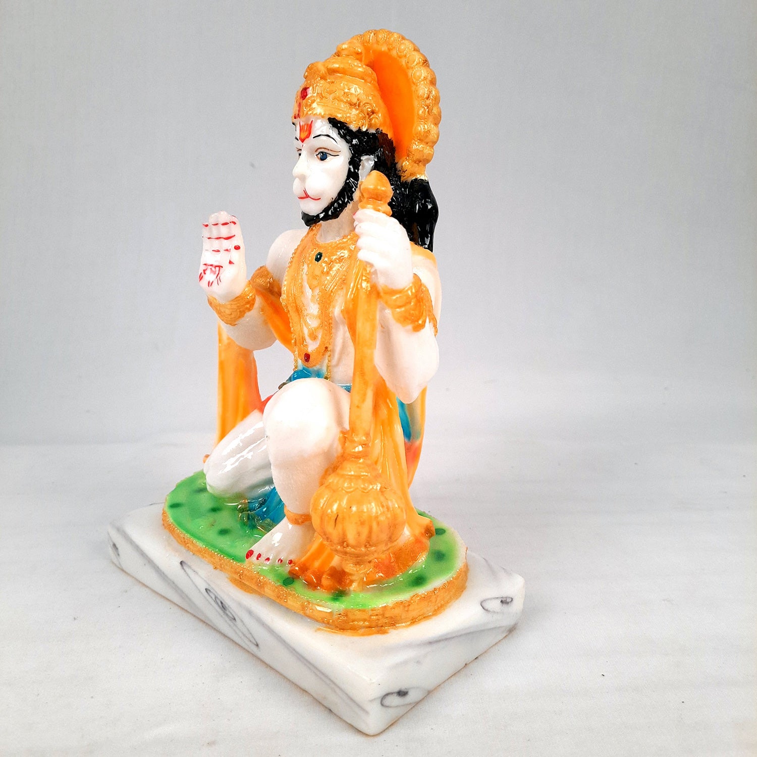 Hanuman Ji Statue Idol | Bajrangbali Murti - for Home, Puja, Living Room, Entrance, Office Desk, Table Decor & Gifts - 9 Inch - apkamart