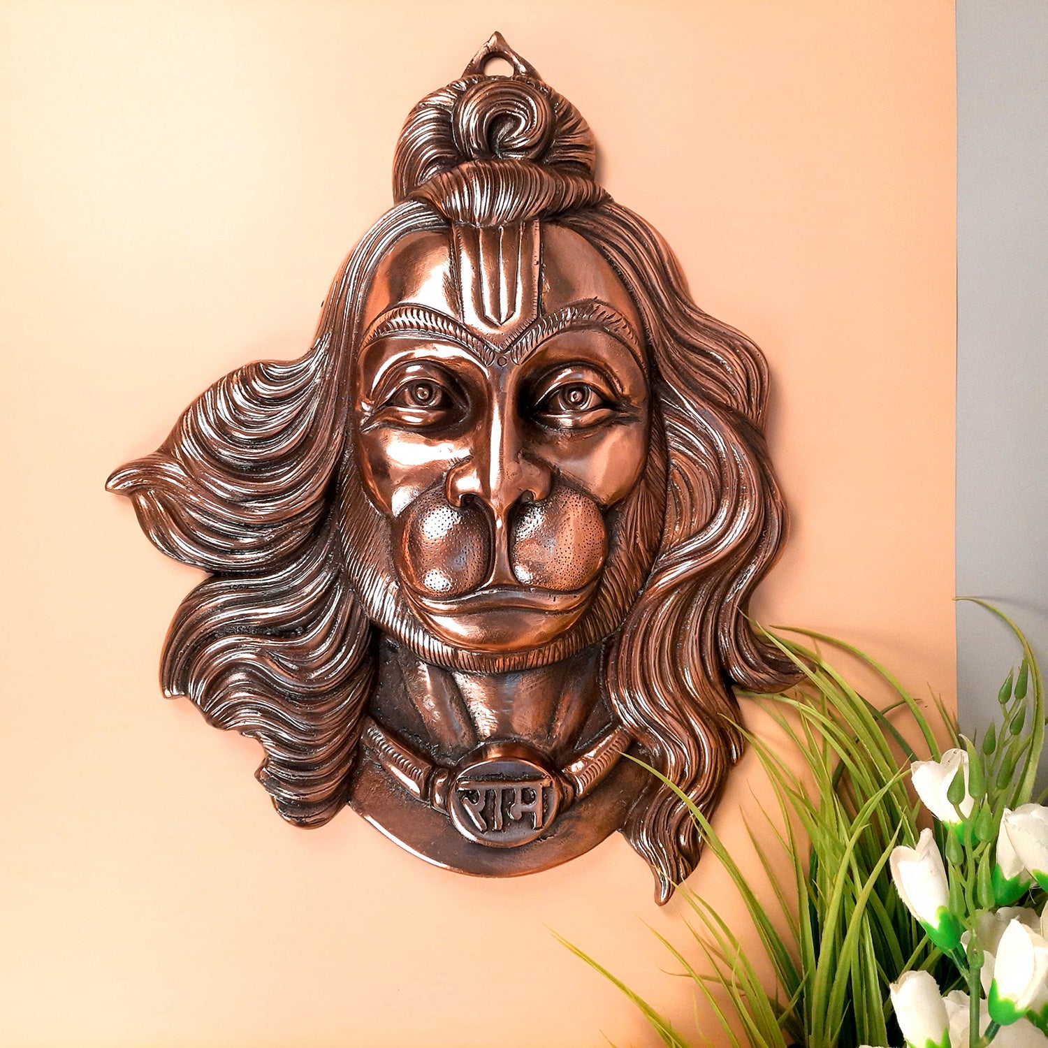 Lord Hanuman Wall Hanging | Bajarangbali Face Wall Statue - for Puja, Home, Entrance, Gift & Living Room Decor - apkamart