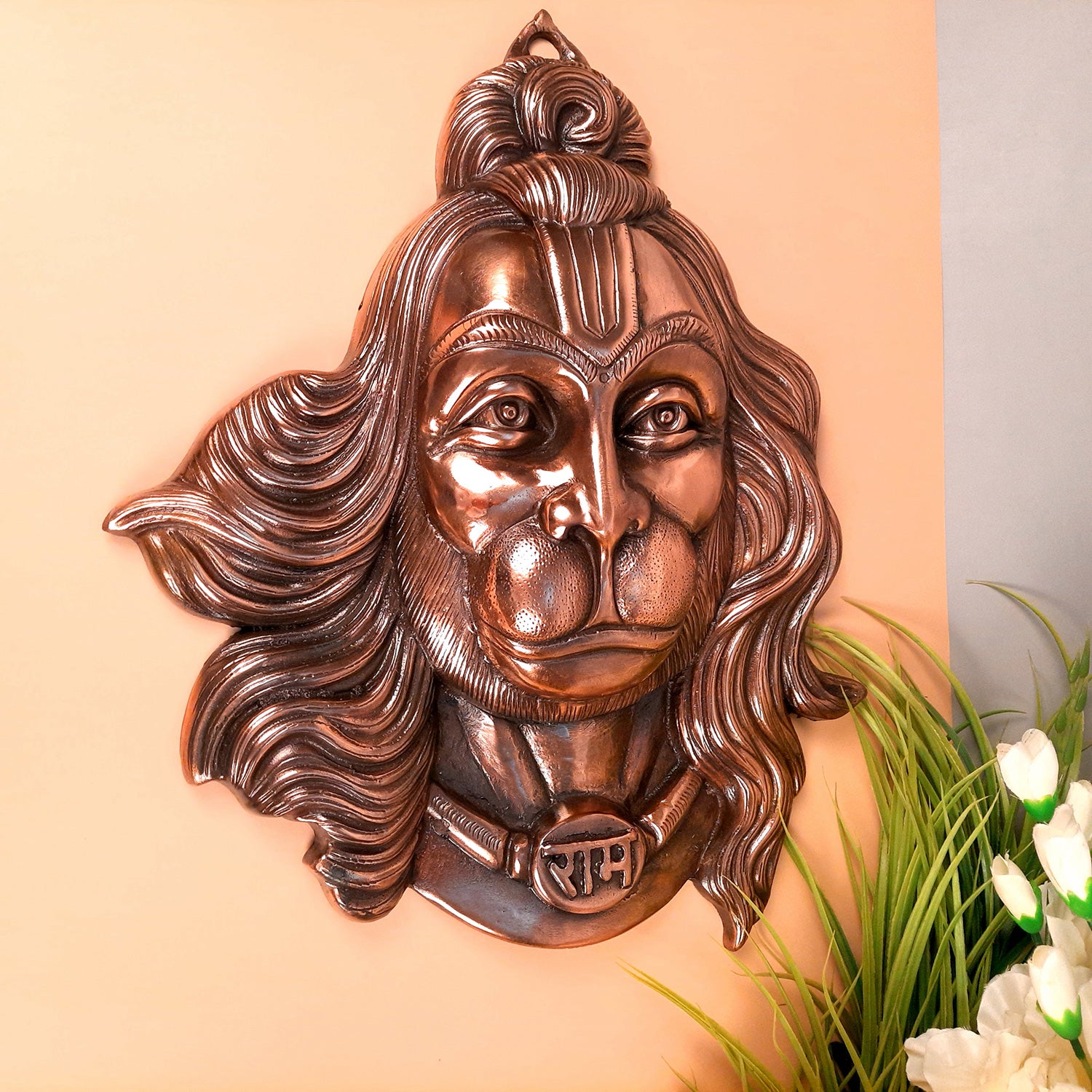 Lord Hanuman Wall Hanging | Bajarangbali Face Wall Statue - for Puja, Home, Entrance, Gift & Living Room Decor - apkamart