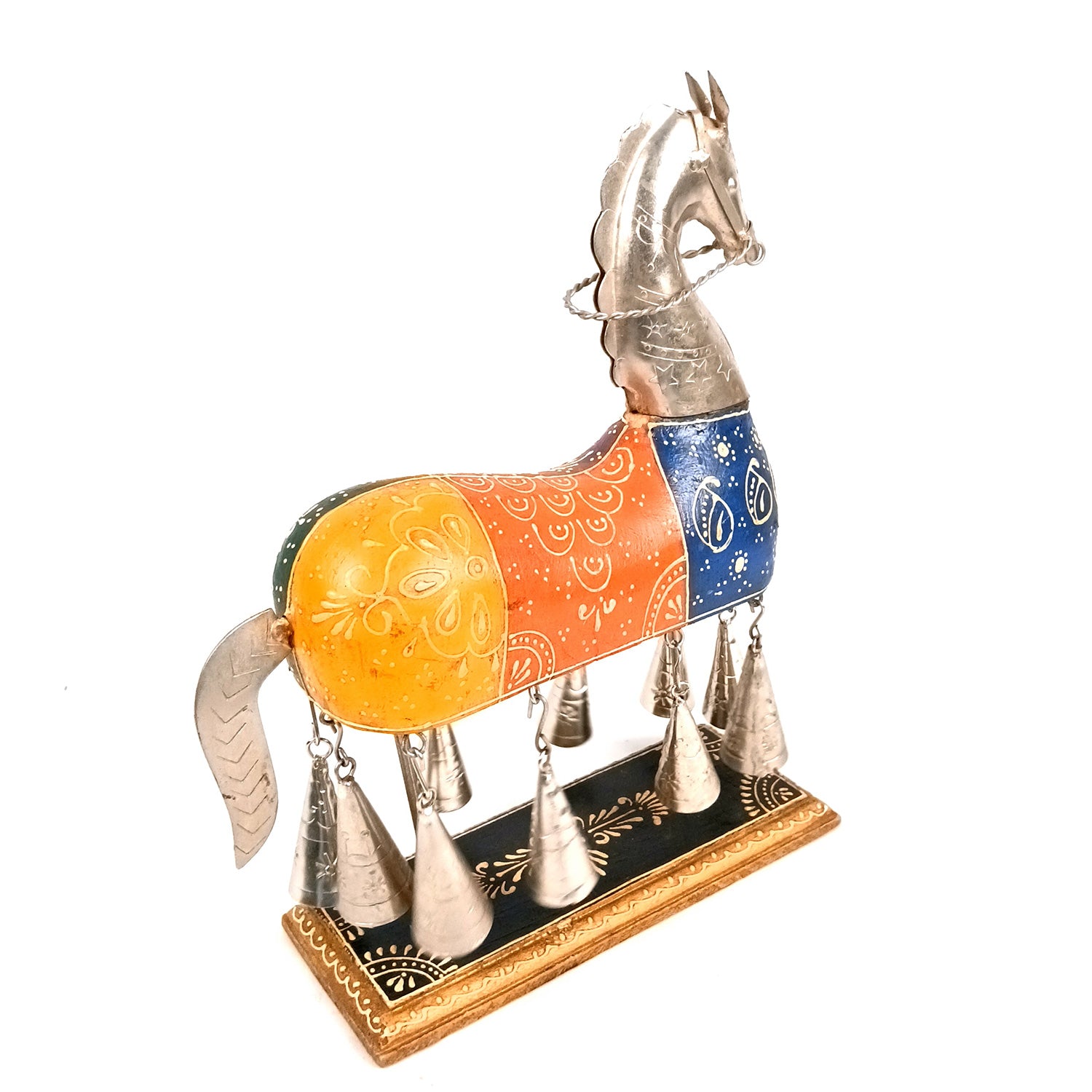 Horse Showpiece With Hanging Bells | Decorative Horse Figurine-  for Feng Shui, Vastu, Home Decor, Table, Living Room Decoration & Gift - 13 Inch - Apkamart