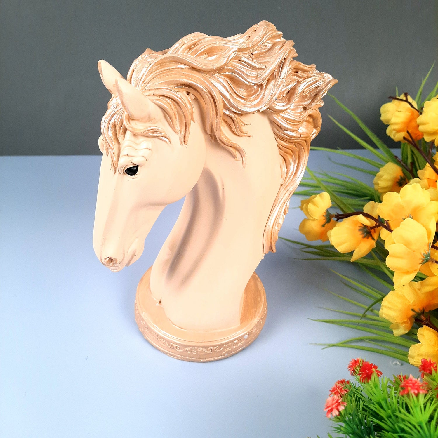 Horse Showpiece | Horse Head Statue | Fengshui Figurines - for Home, Living Room Decor, Gifts, for Wealth - 9 Inch - apkamart #Color_White