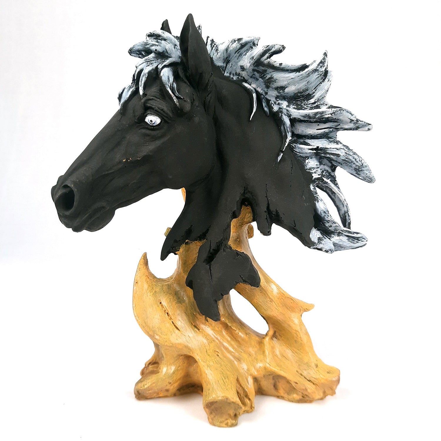 Horse Statue | Horse Face Showpiece Vastu, Fengshui Figurine | Animal Figurines - For Home, Living room Decor, Gifts, For Money & Wealth - 10 Inch - Apkamart #Color_Black