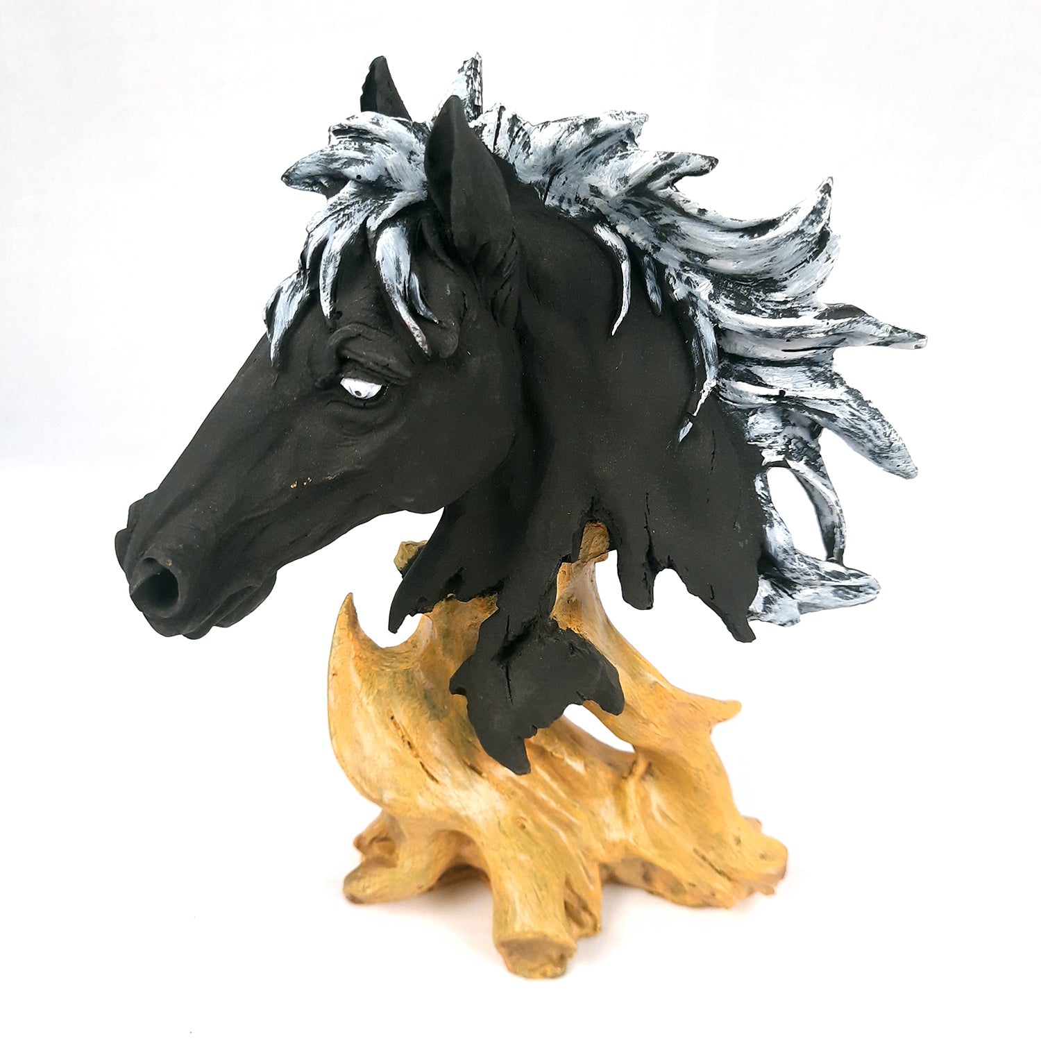 Horse Statue | Horse Face Showpiece Vastu, Fengshui Figurine | Animal Figurines - For Home, Living room Decor, Gifts, For Money & Wealth - 10 Inch - Apkamart #Color_Black