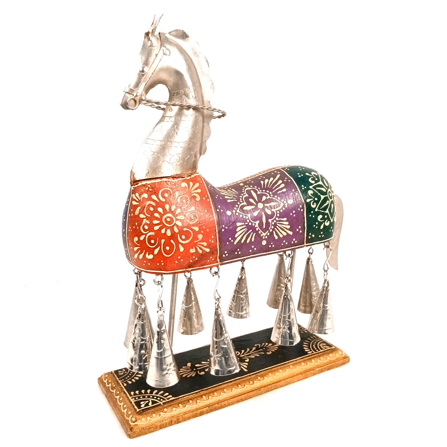 Horse Showpiece With Hanging Bells | Decorative Horse Figurine-  for Feng Shui, Vastu, Home Decor, Table, Living Room Decoration & Gift - 13 Inch - Apkamart